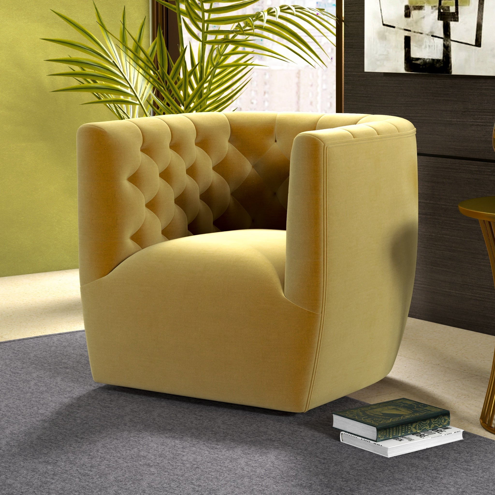 Lotte Swivel Chair Gold Velvet