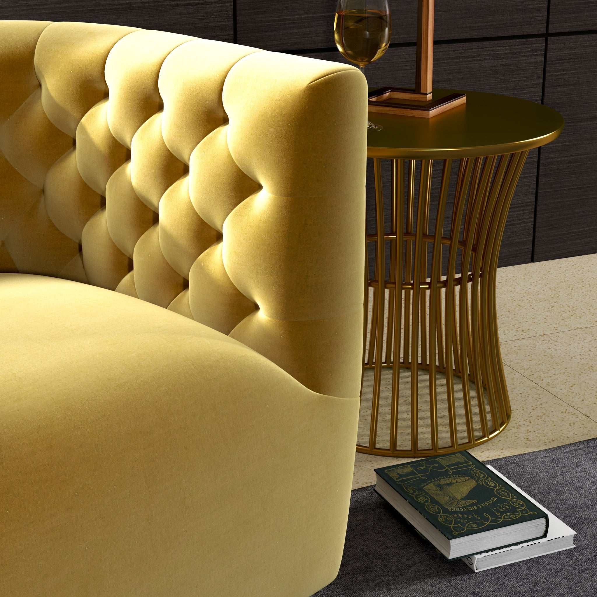 Lotte Swivel Chair Gold Velvet