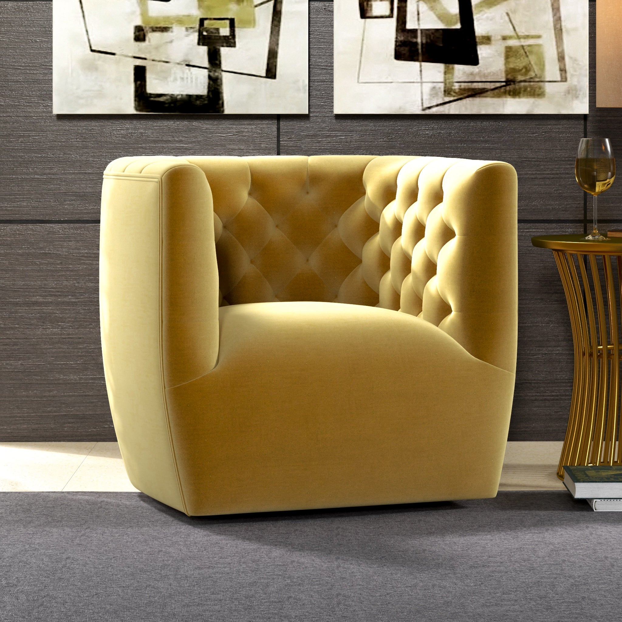 Lotte Swivel Chair Gold Velvet