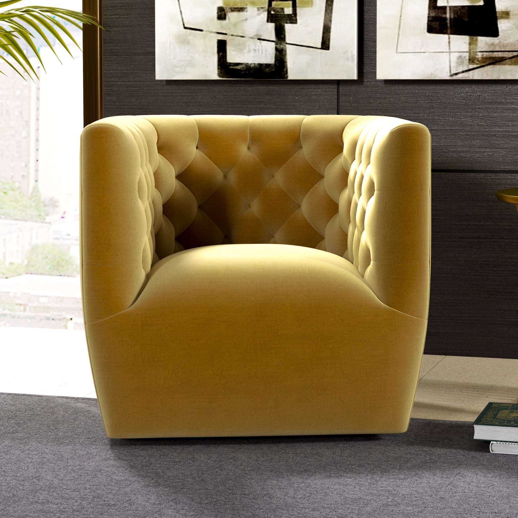 Lotte Swivel Chair Gold Velvet