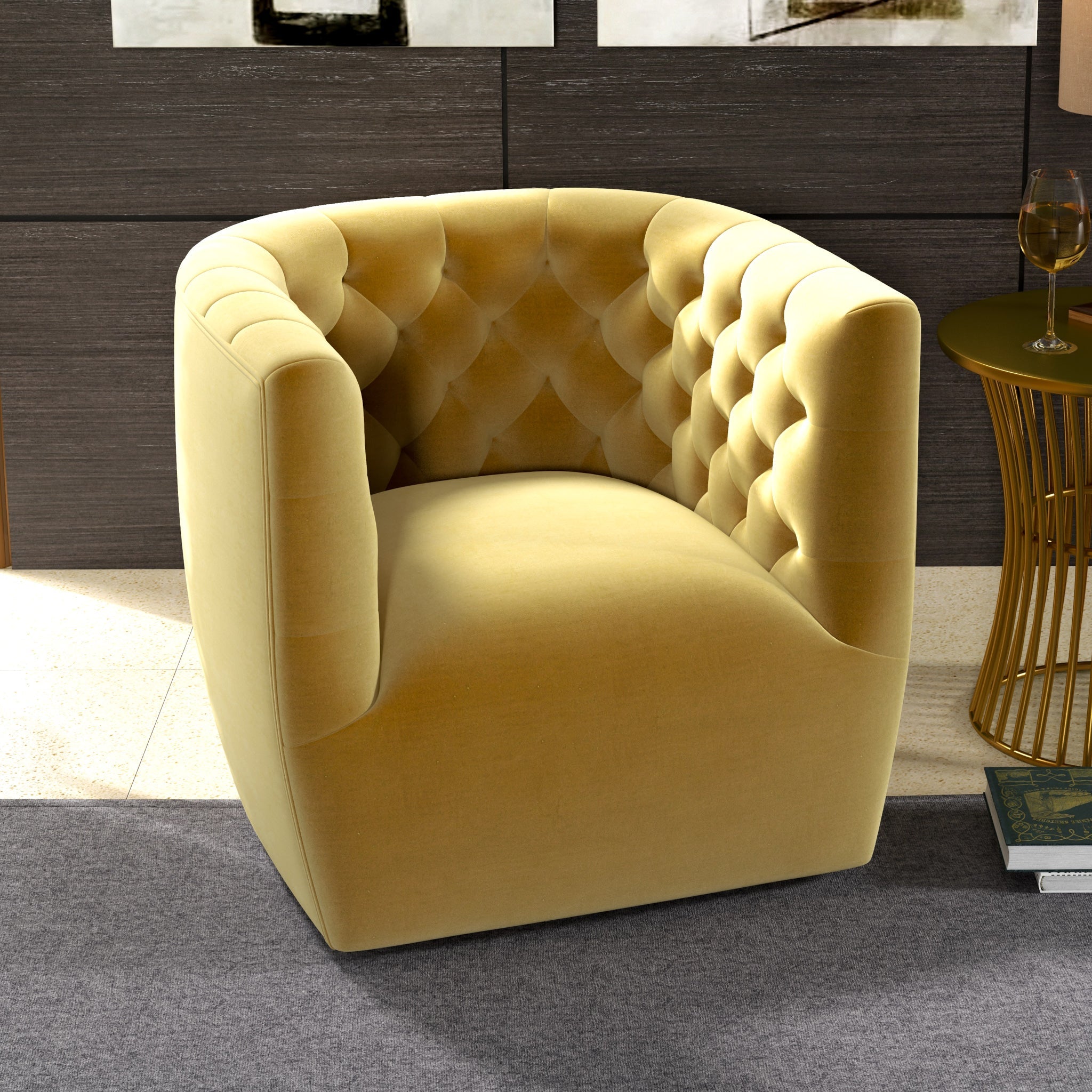 Lotte Swivel Chair Gold Velvet