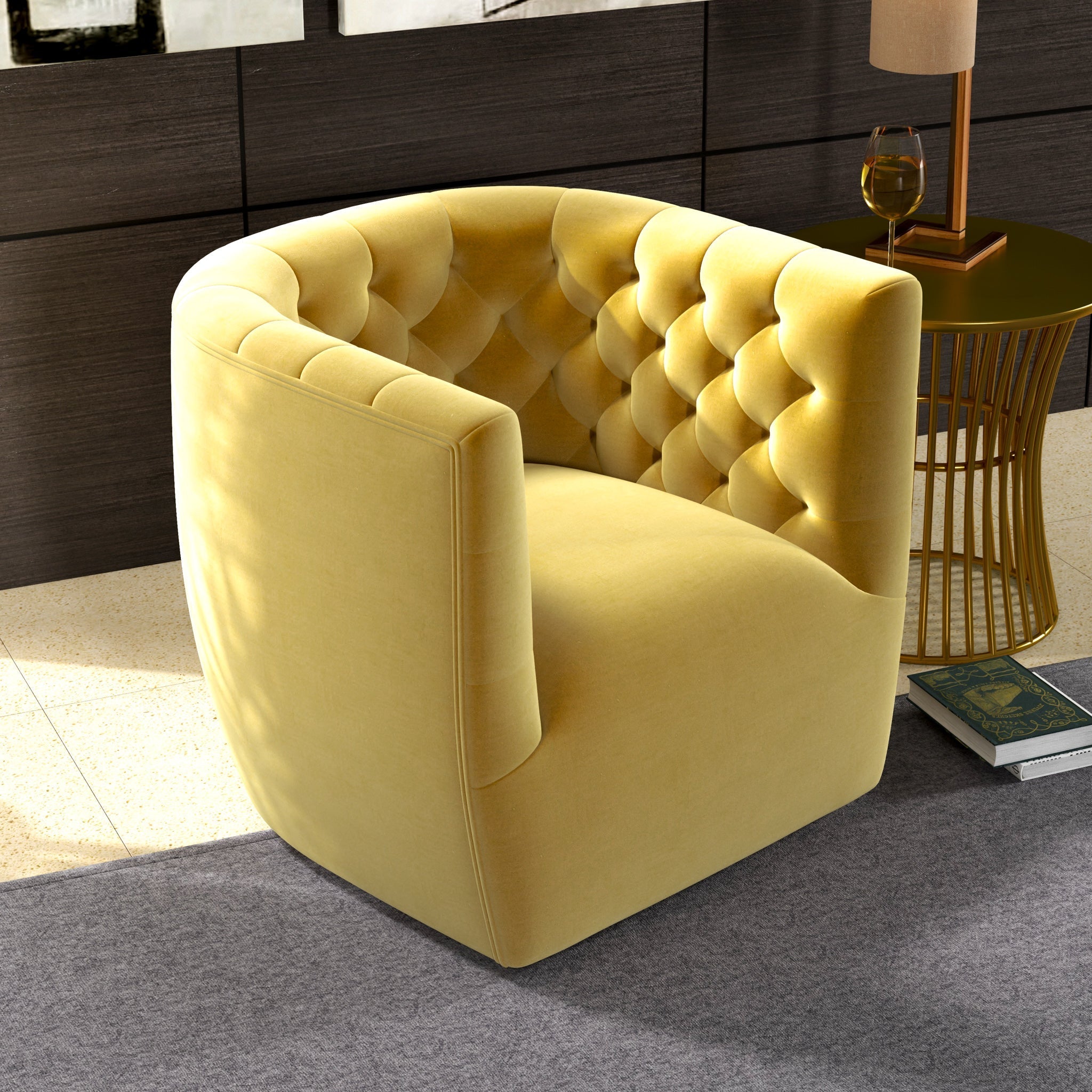 Lotte Swivel Chair Gold Velvet