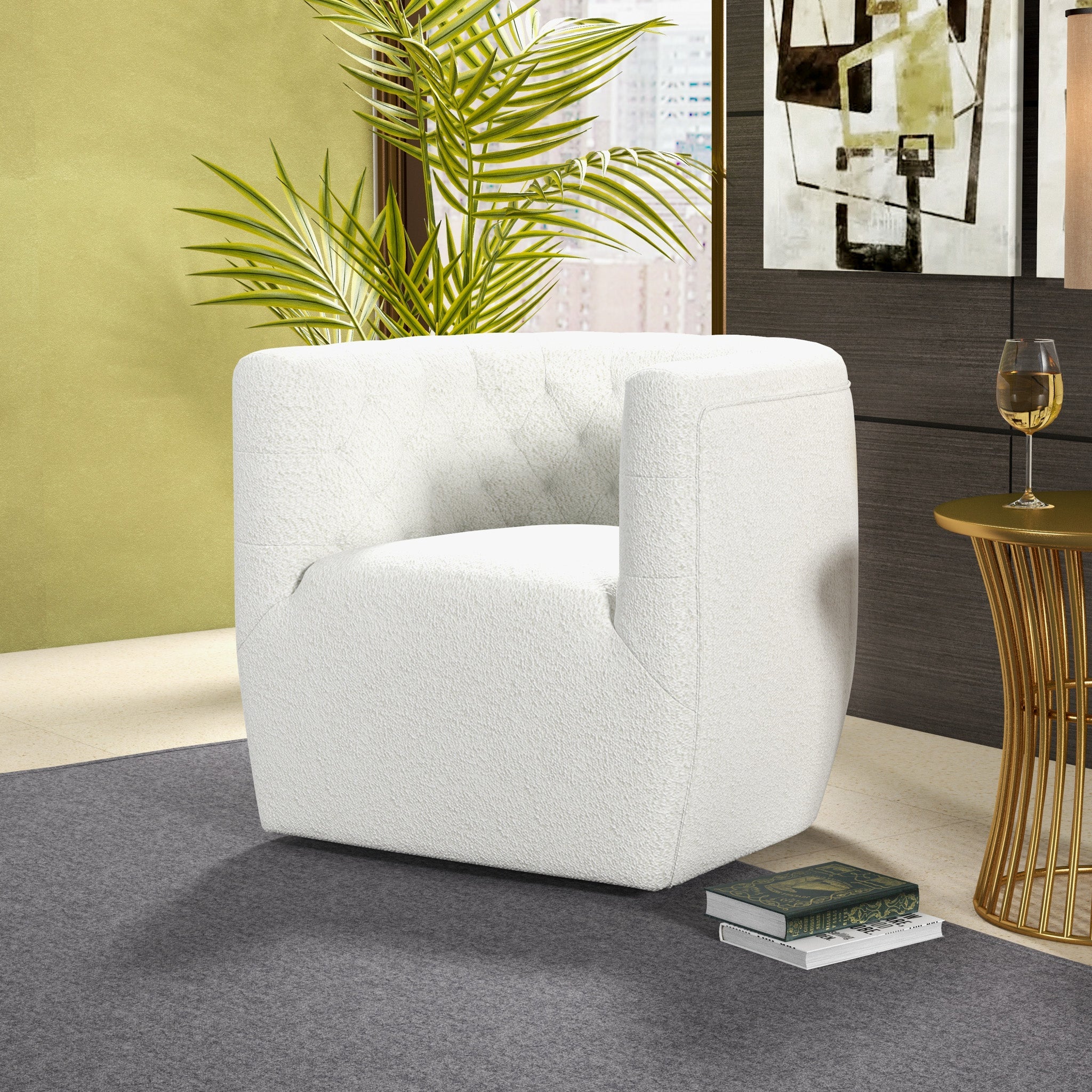 Lotte Swivel Chair Cream Boucle