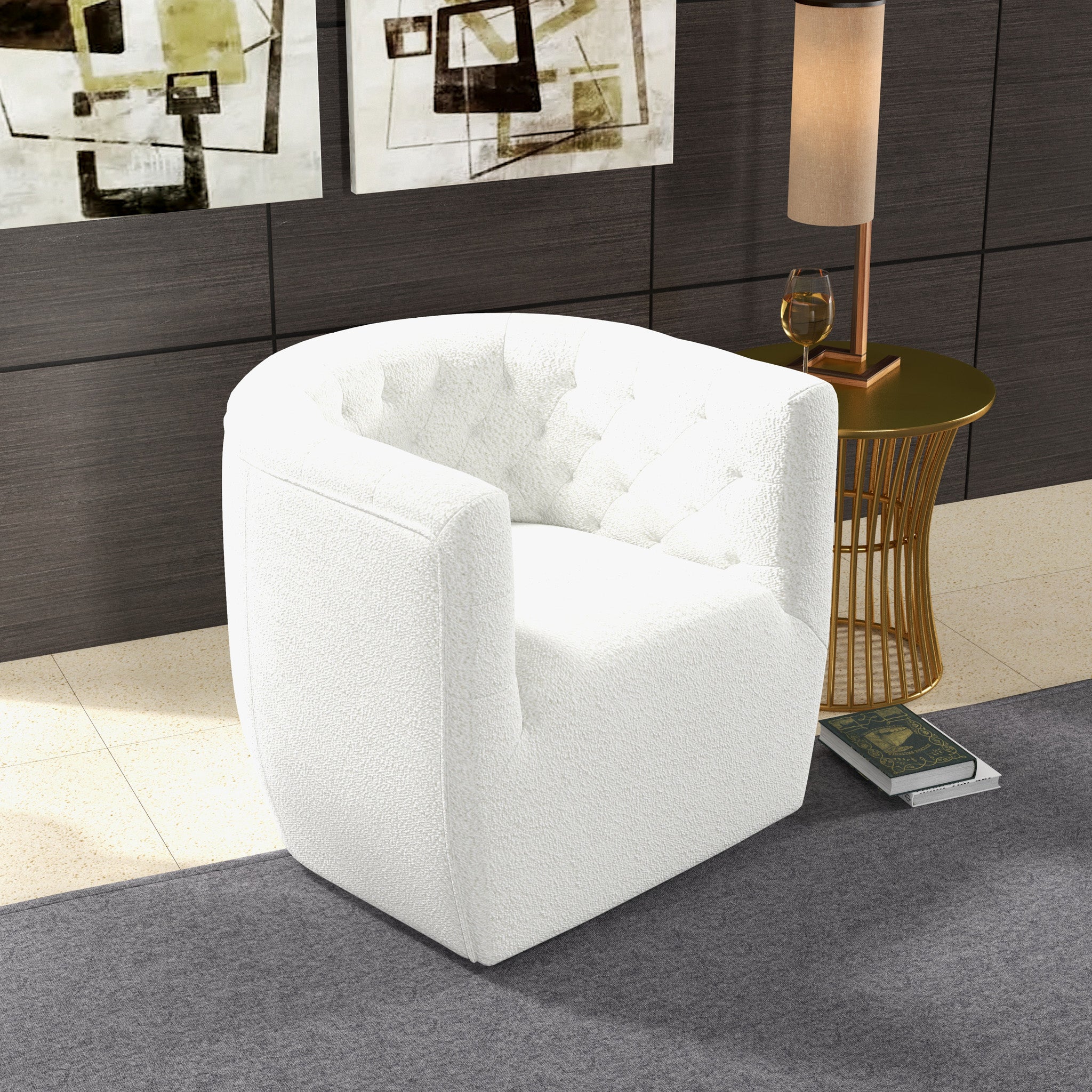 Lotte Swivel Chair Cream Boucle