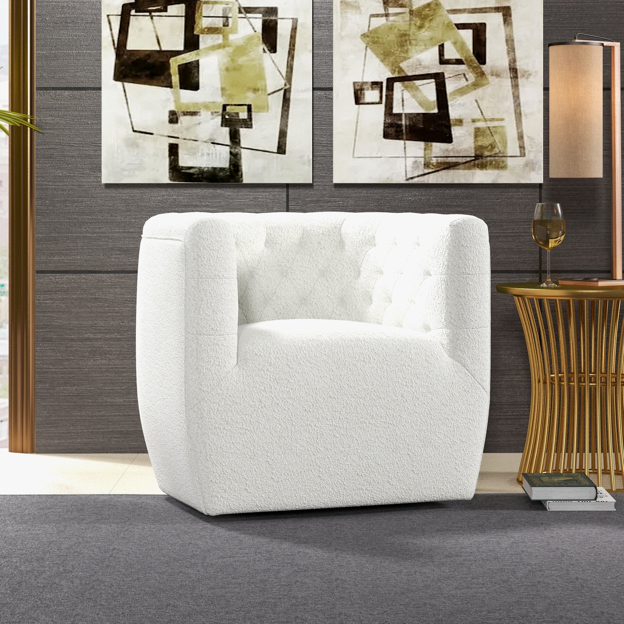 Lotte Swivel Chair Cream Boucle