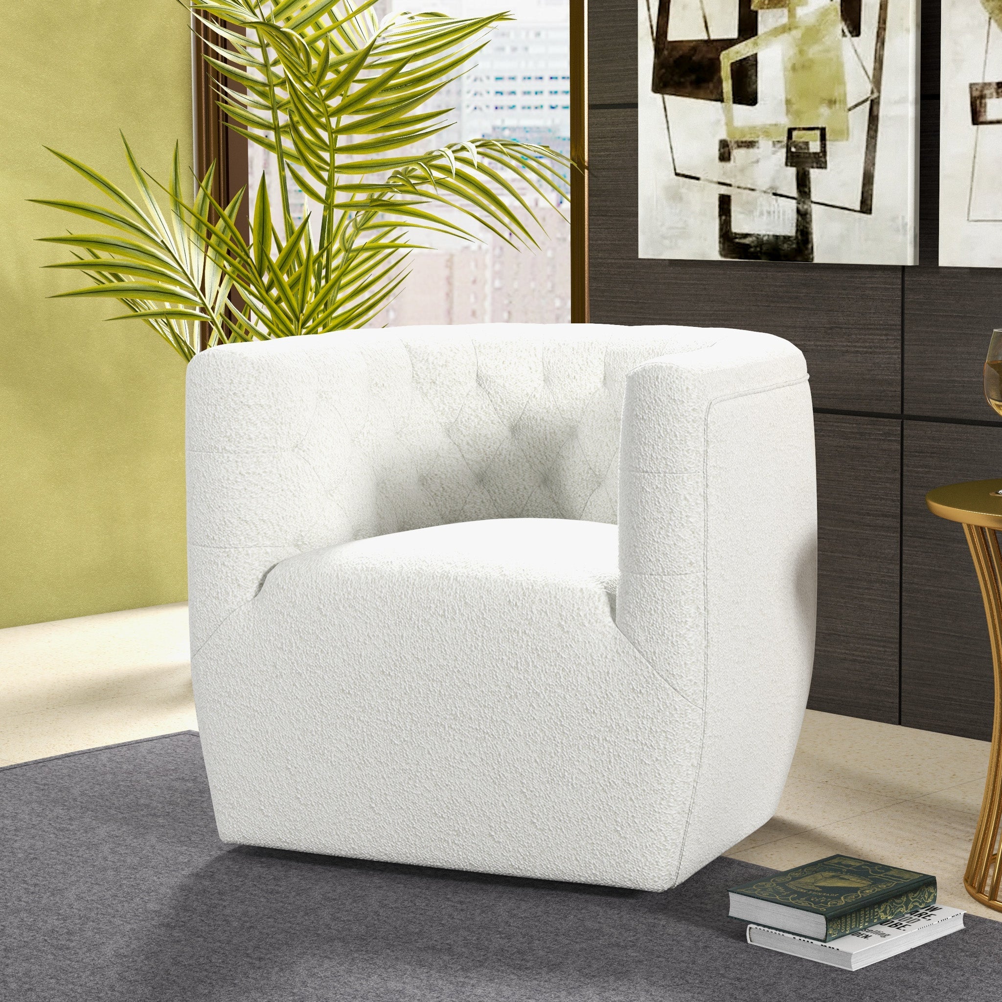 Lotte Swivel Chair Cream Boucle