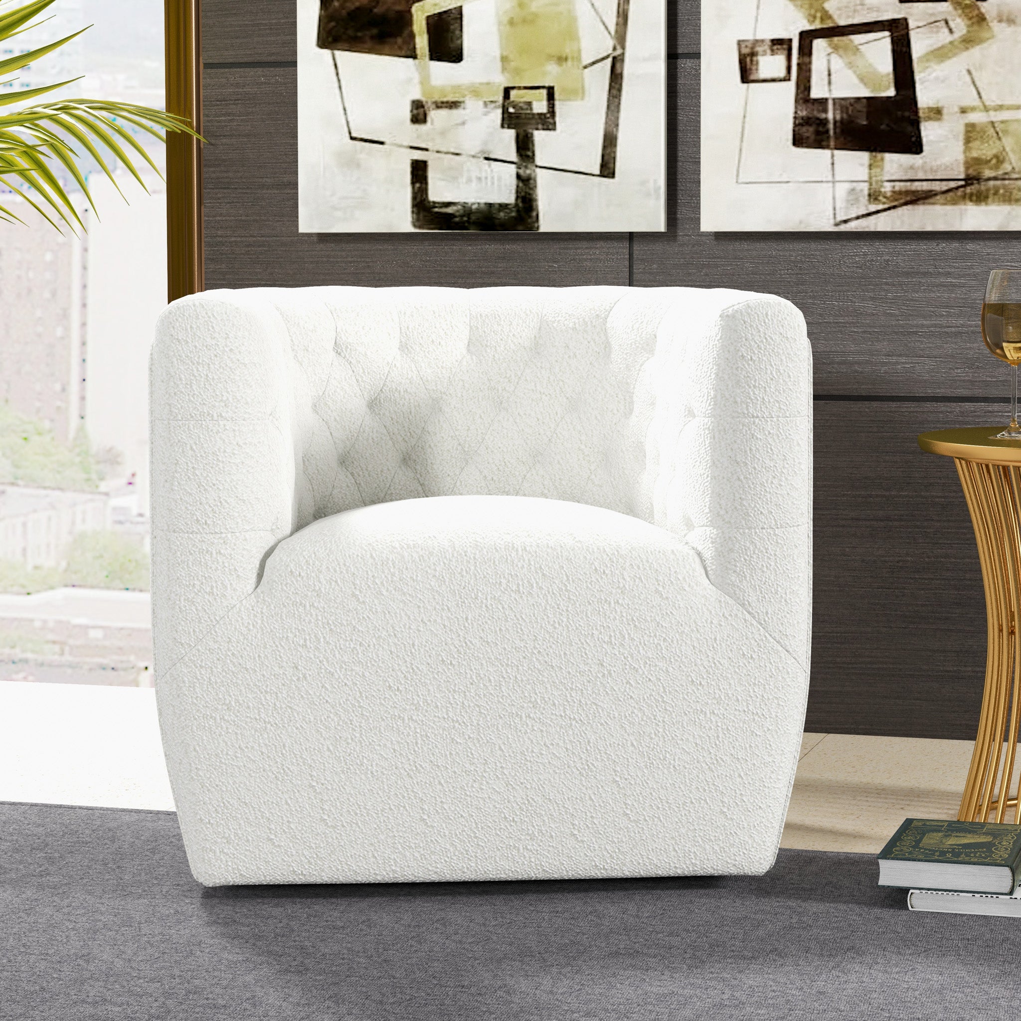 Lotte Swivel Chair Cream Boucle