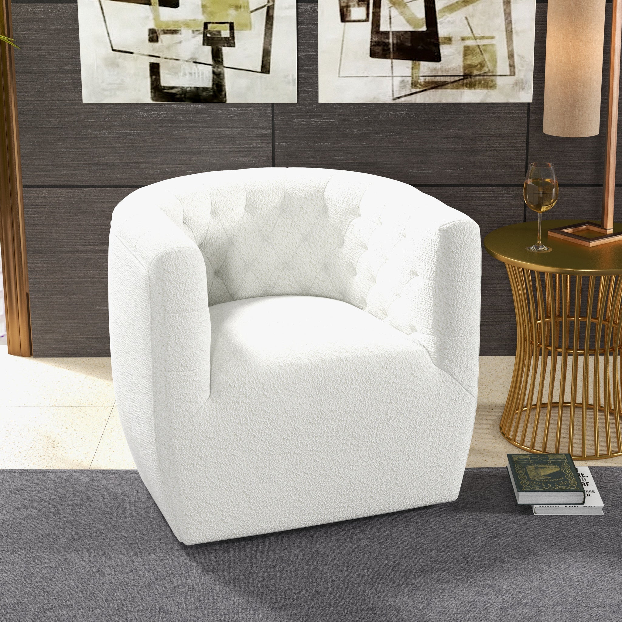 Lotte Swivel Chair Cream Boucle