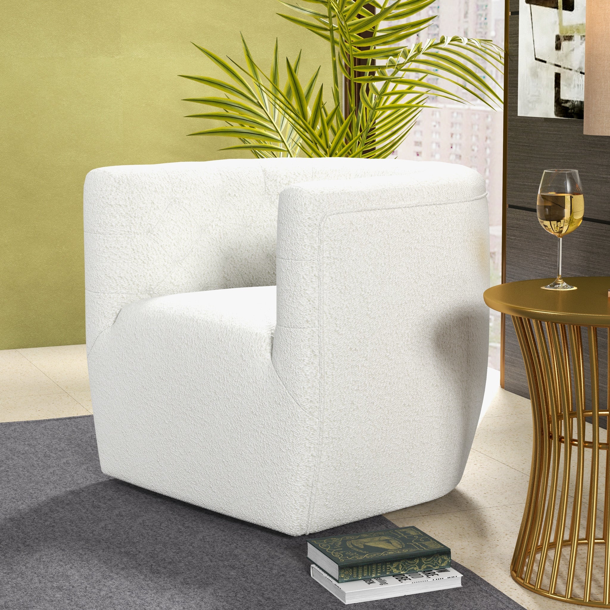 Lotte Swivel Chair Cream Boucle