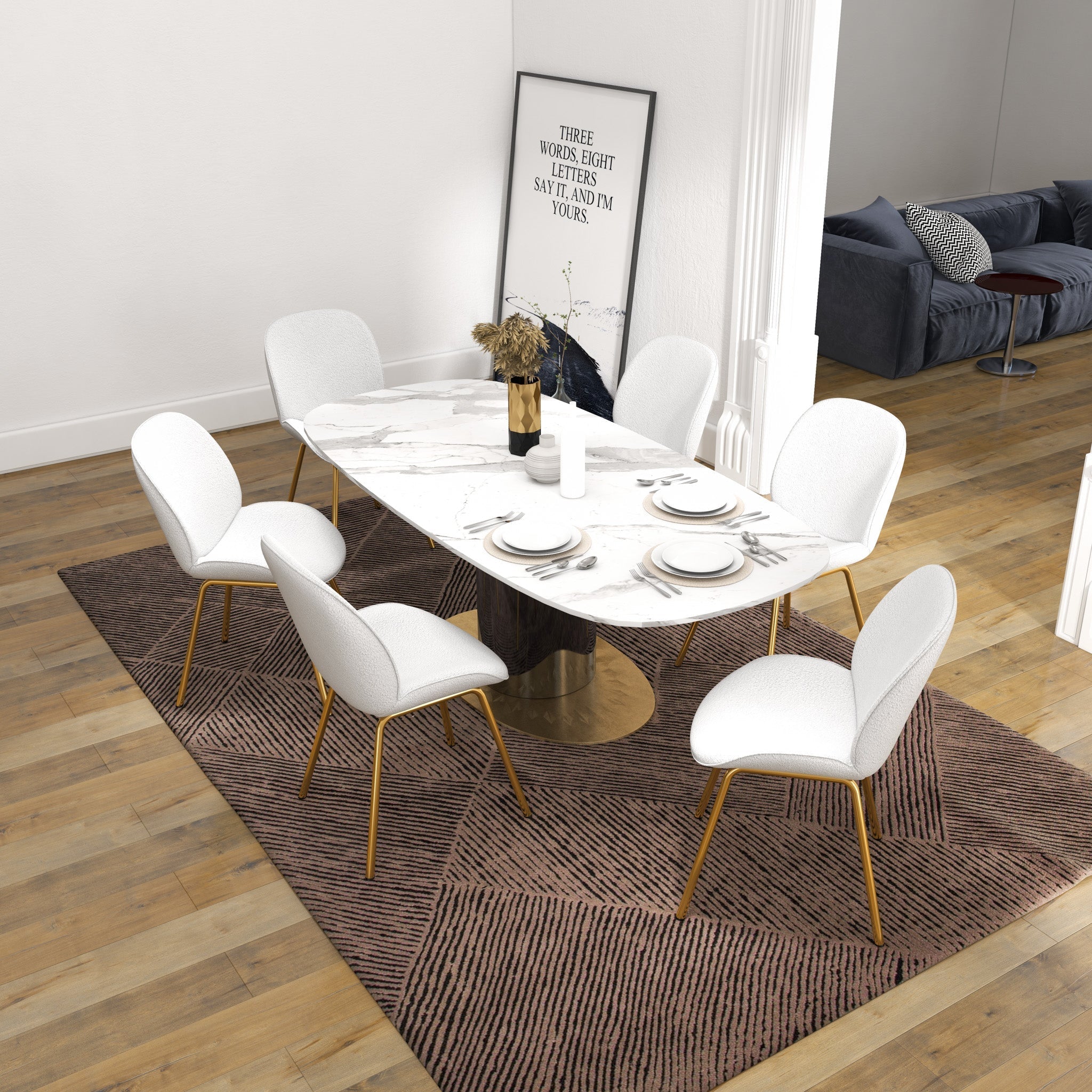 Lucy Beige Boucle Dining Chair