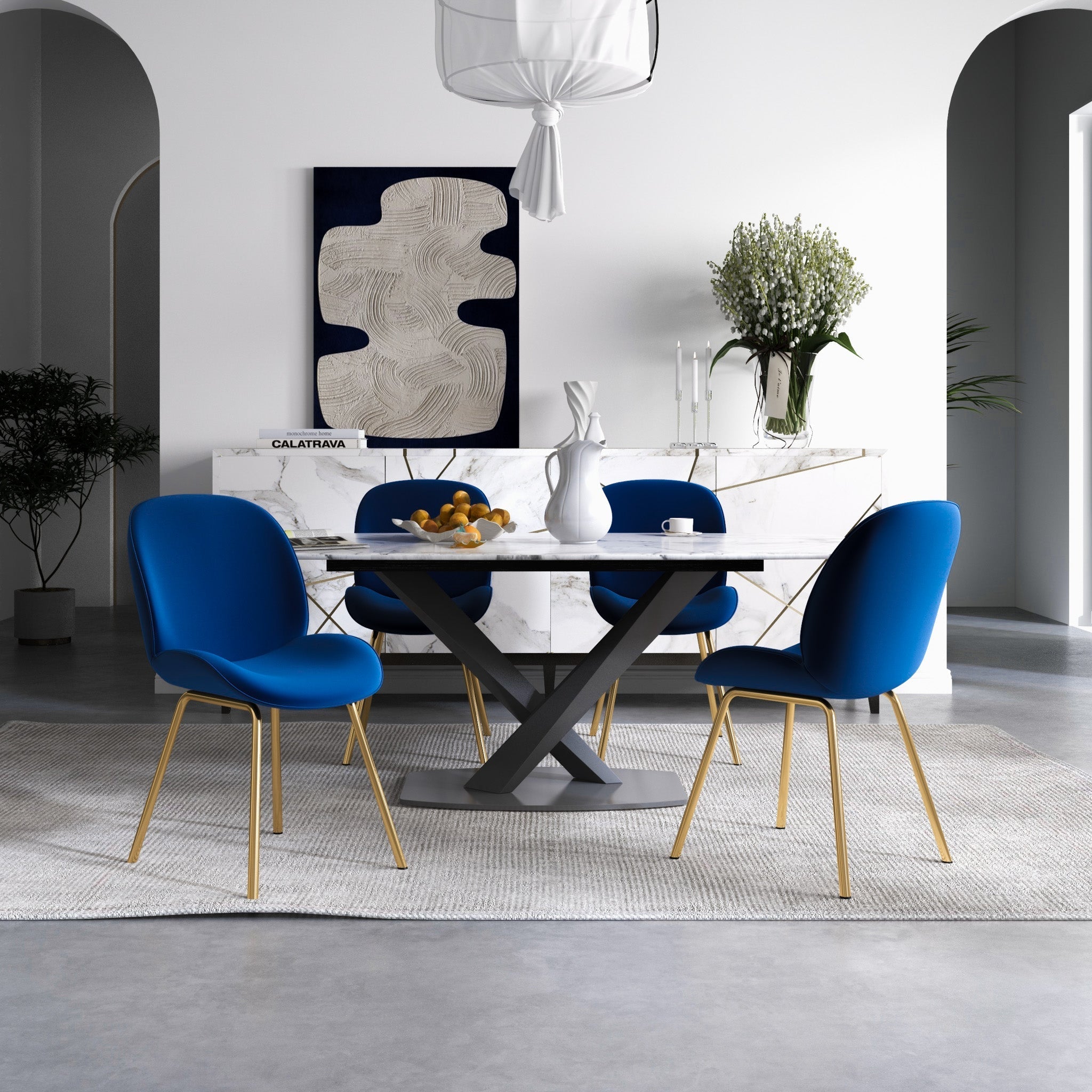 Lucy Blue Velvet Dining Chair