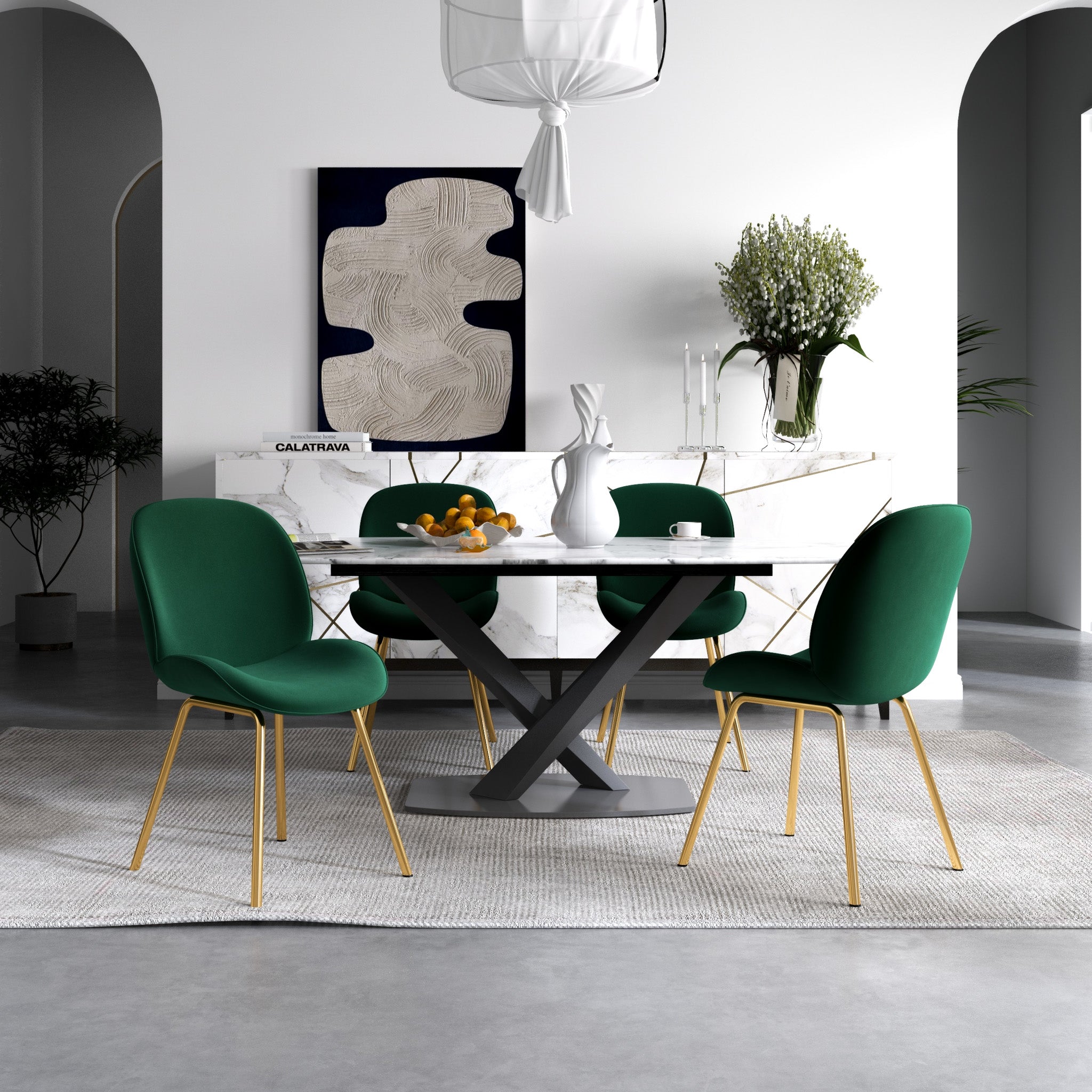 Lucy Dining Chair Green Velvet