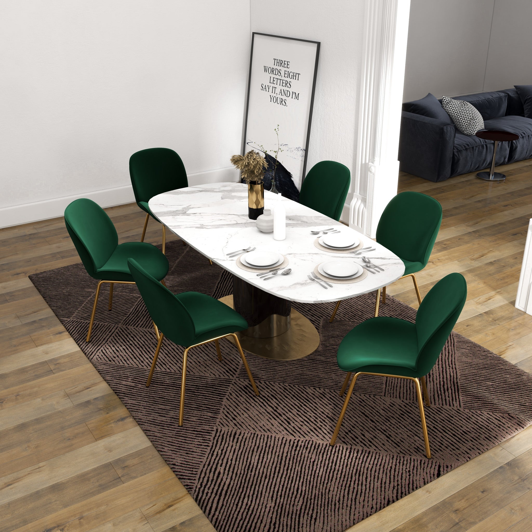 Lucy Dining Chair Green Velvet