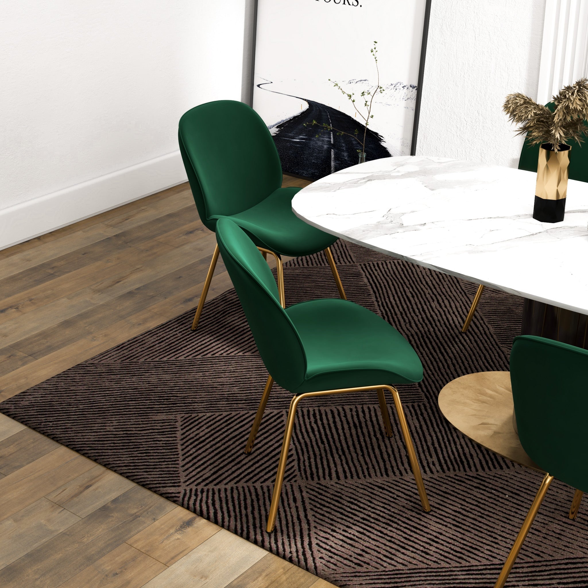 Lucy Dining Chair Green Velvet