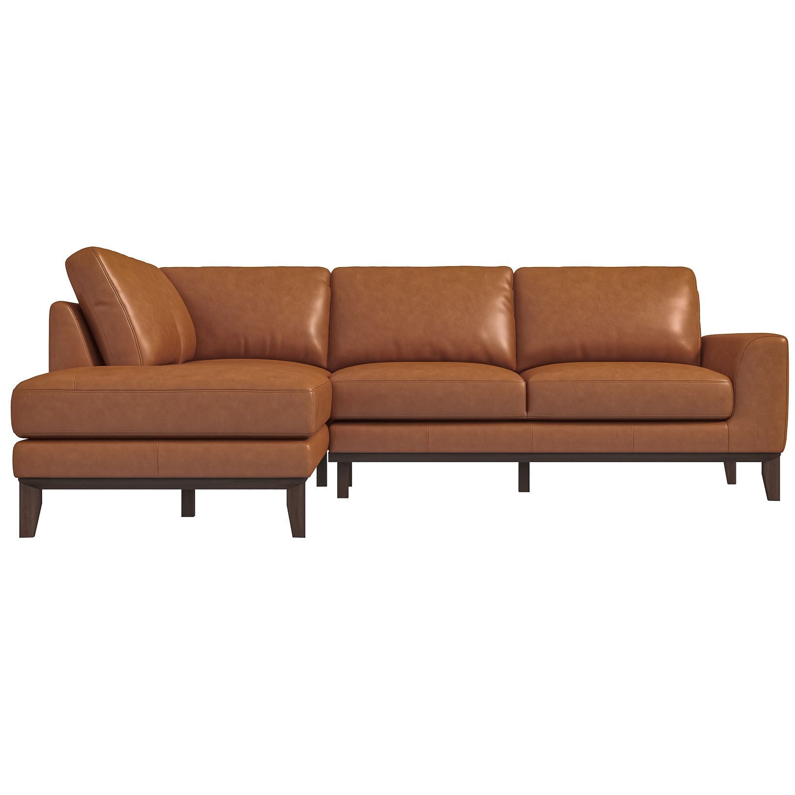 Mayfair Leather Sectional Tan Left Facing Chaise