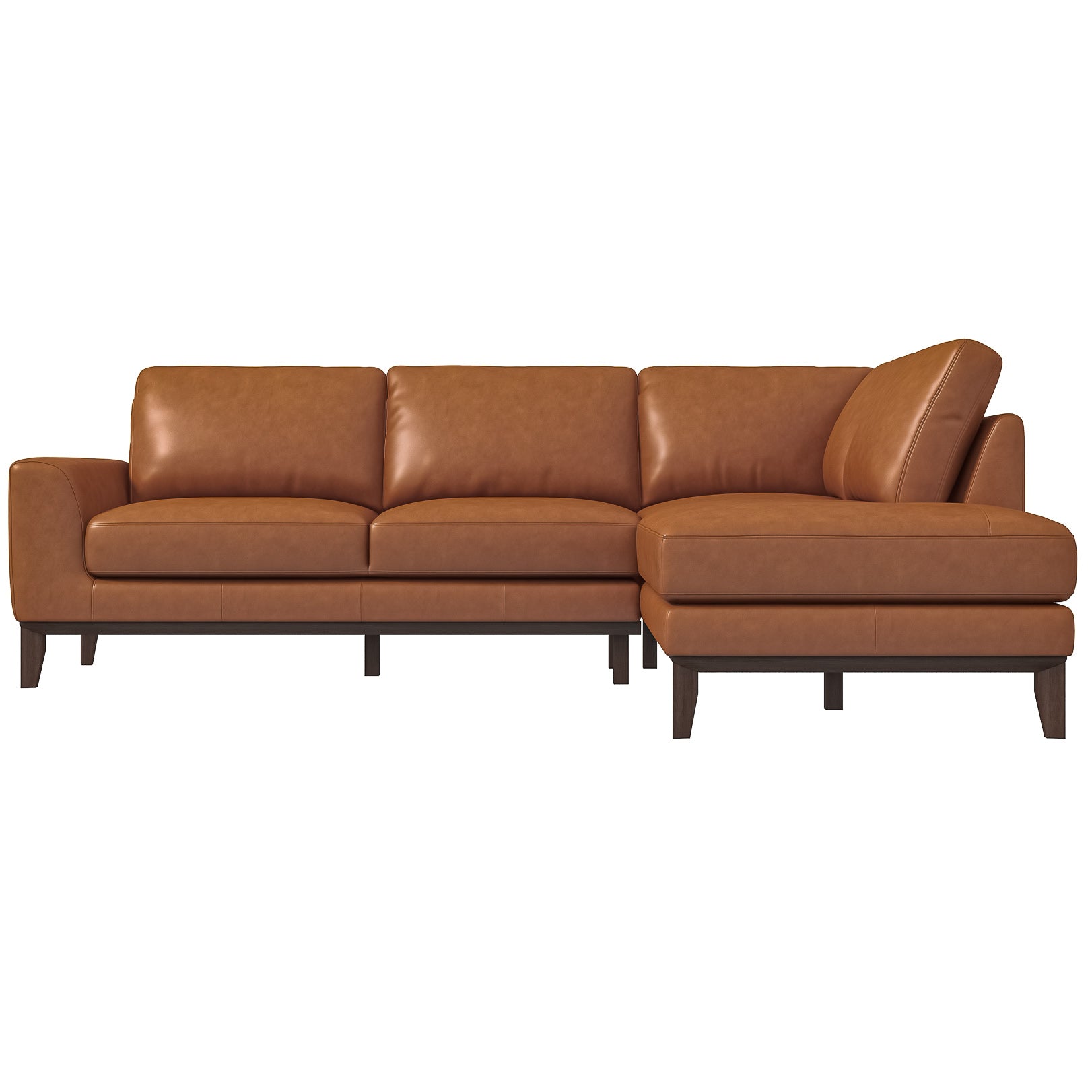 Mayfair Leather Sectional Tan Right Facing Chaise