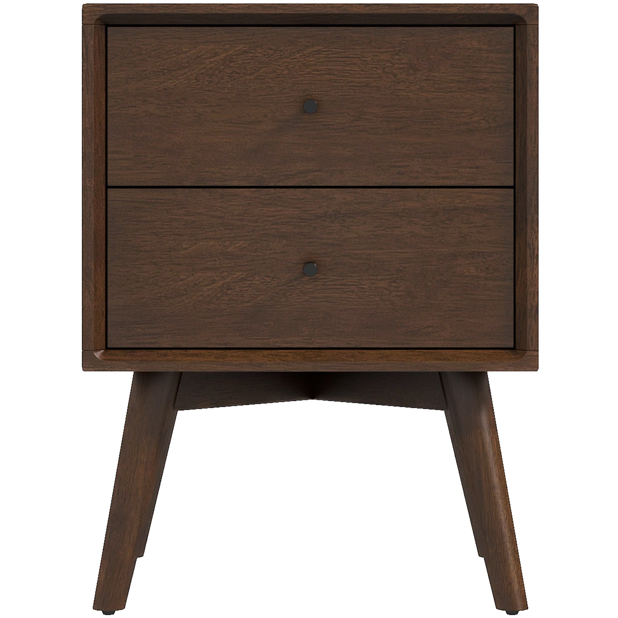 Noak Mid Century Modern Style Night Stand Walnut 2 Drawers