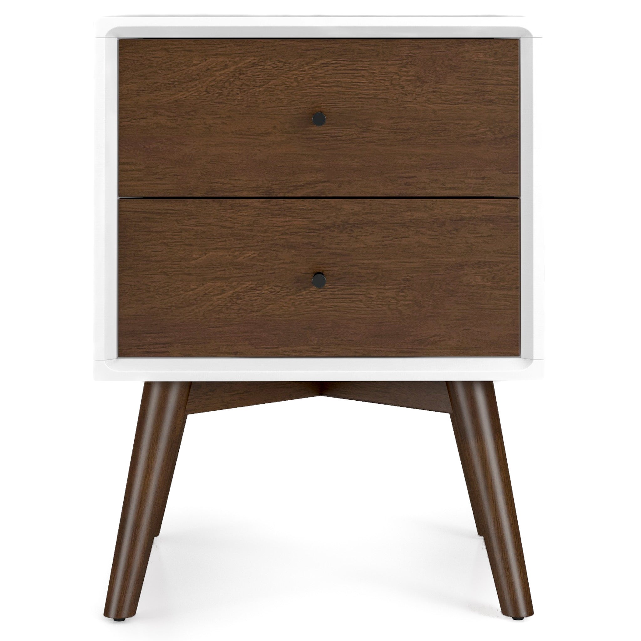 Noak White Walnut Mid Century Modern Style Night Stand