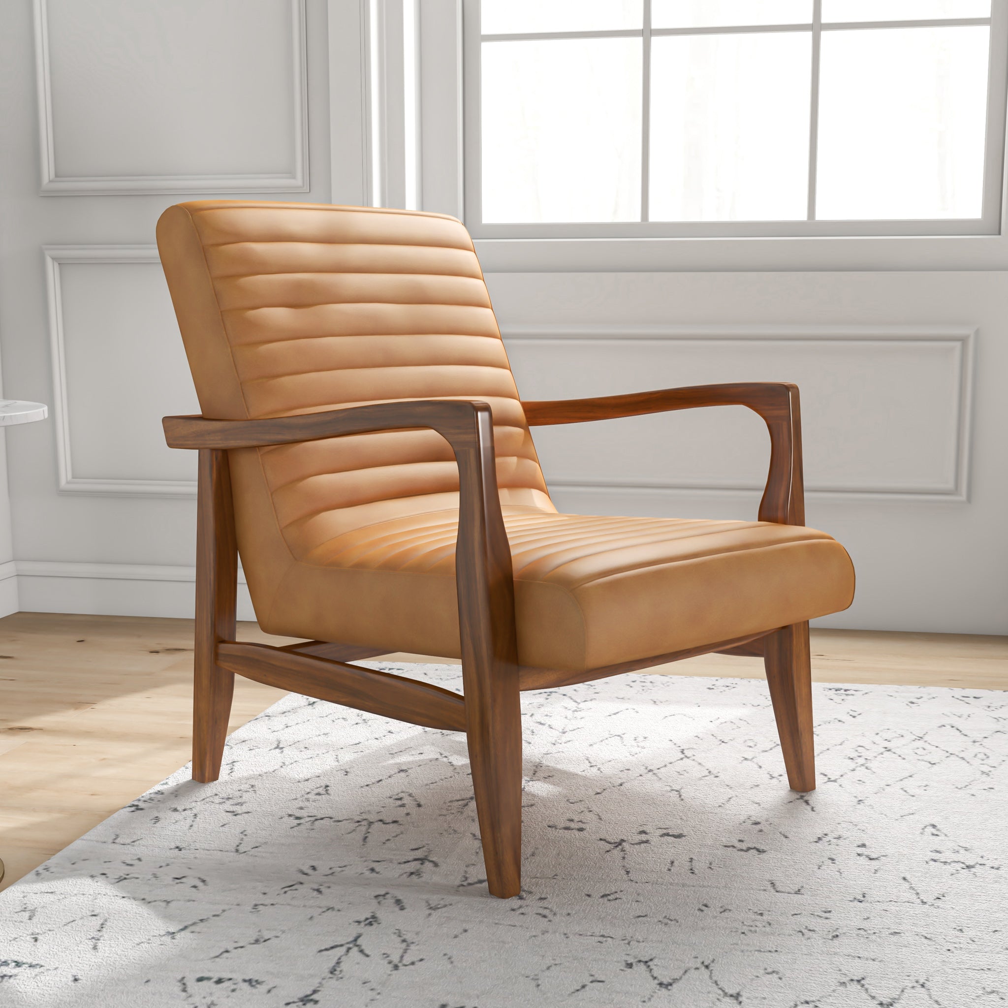 Nusa Genuine Tan Leather Accent Chair