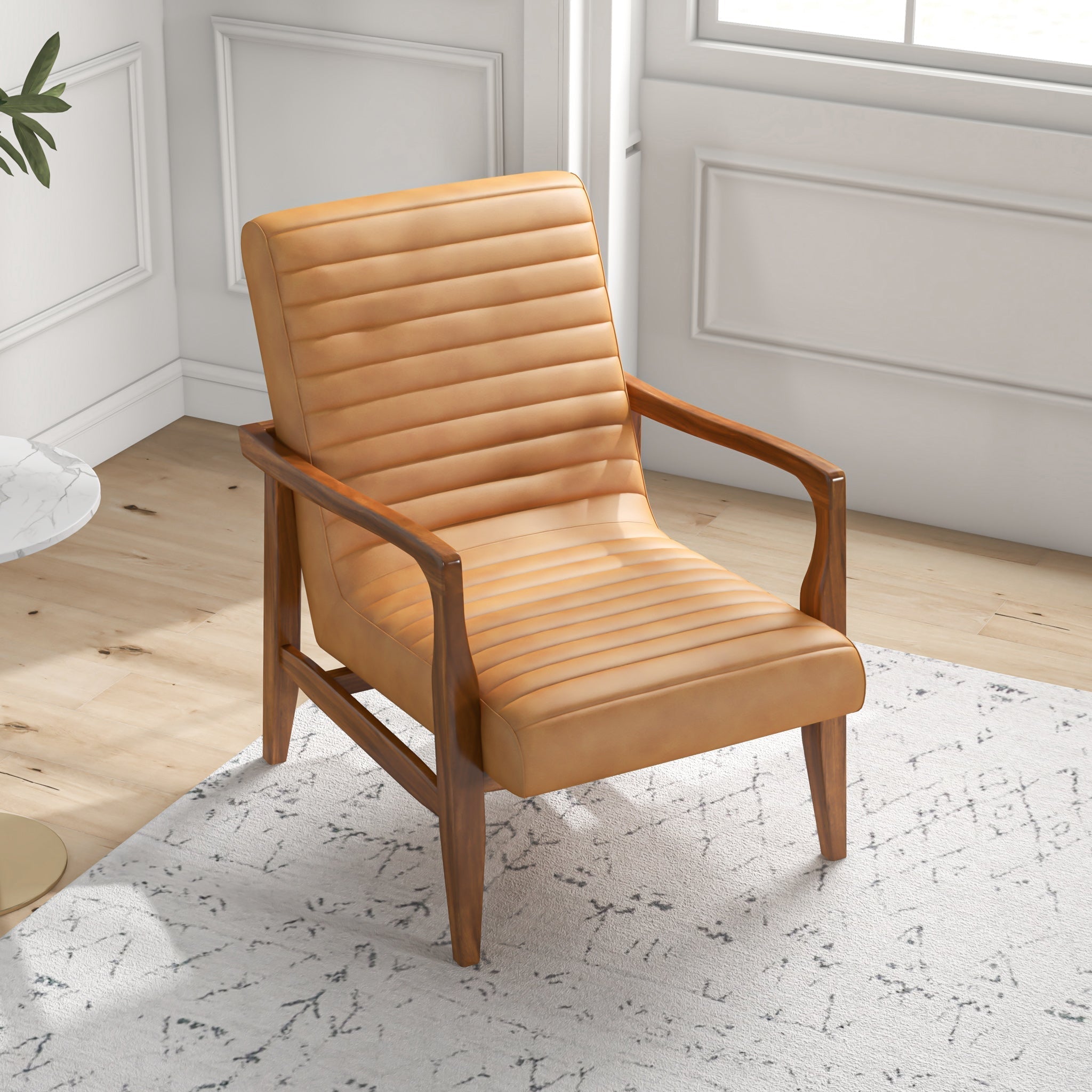 Nusa Genuine Tan Leather Accent Chair