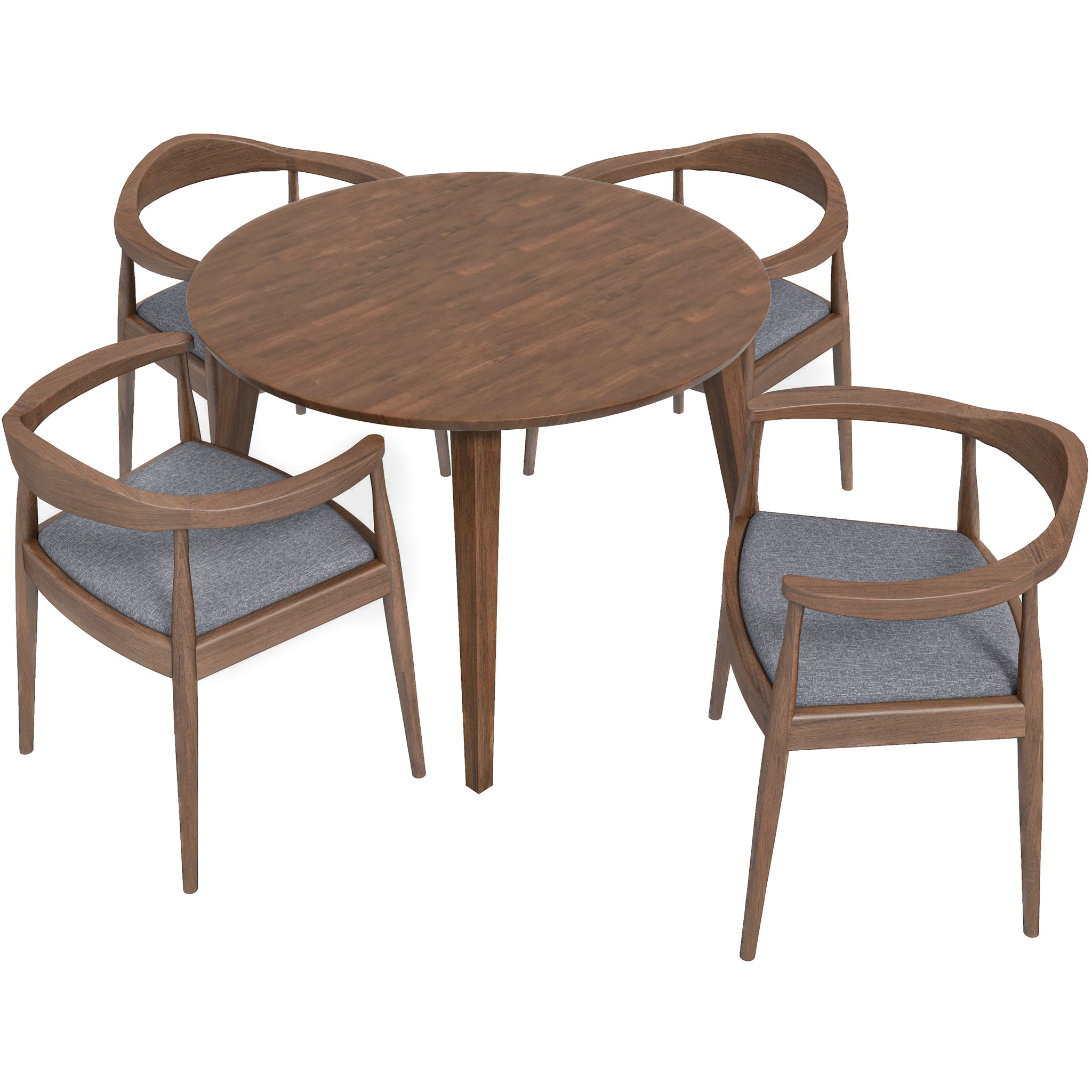 Palmer Dining set with 4 Freya Grey Dining Chairs Walnut