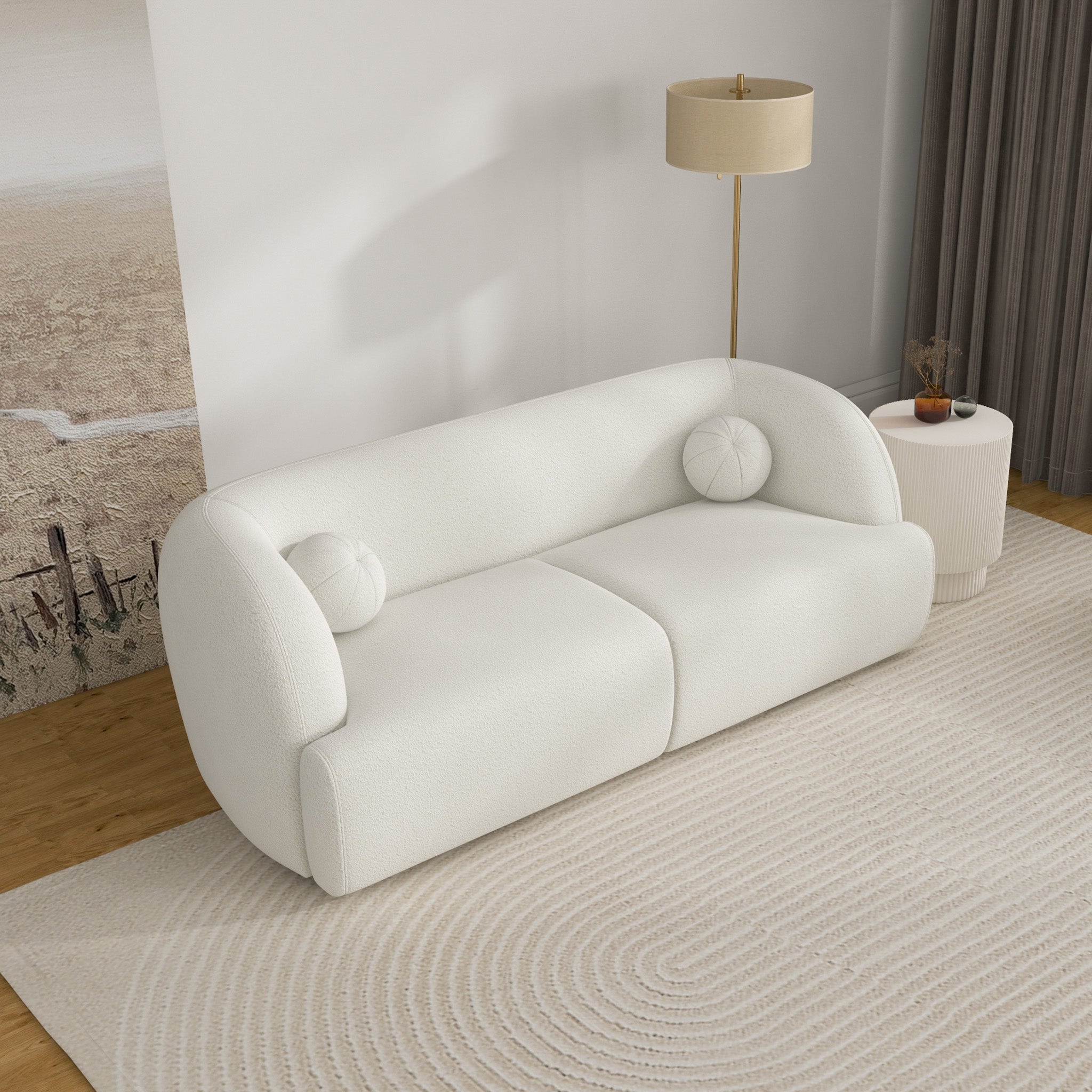 Quinn Sofa Ivory Boucle Fabric