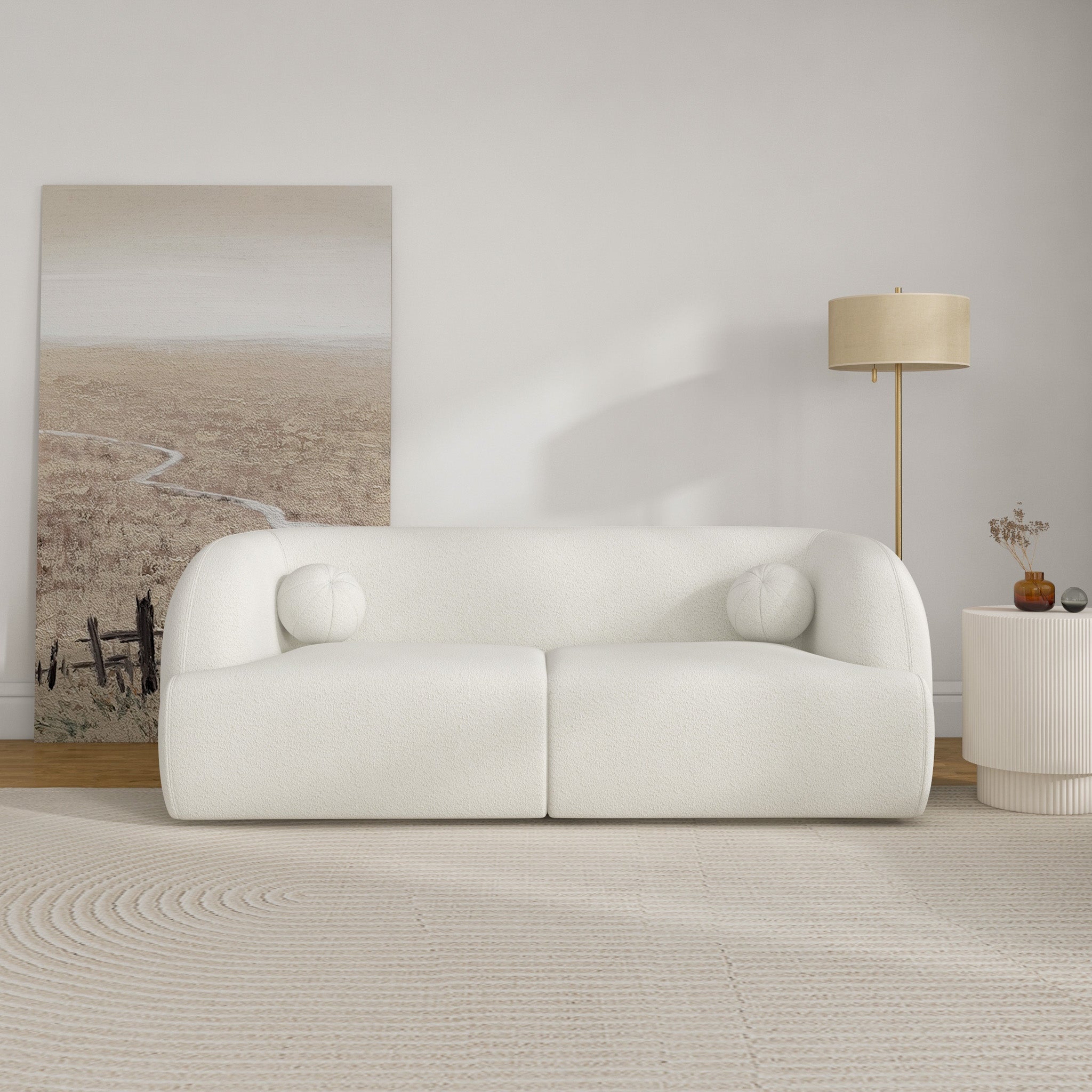 Quinn Sofa Ivory Boucle Fabric