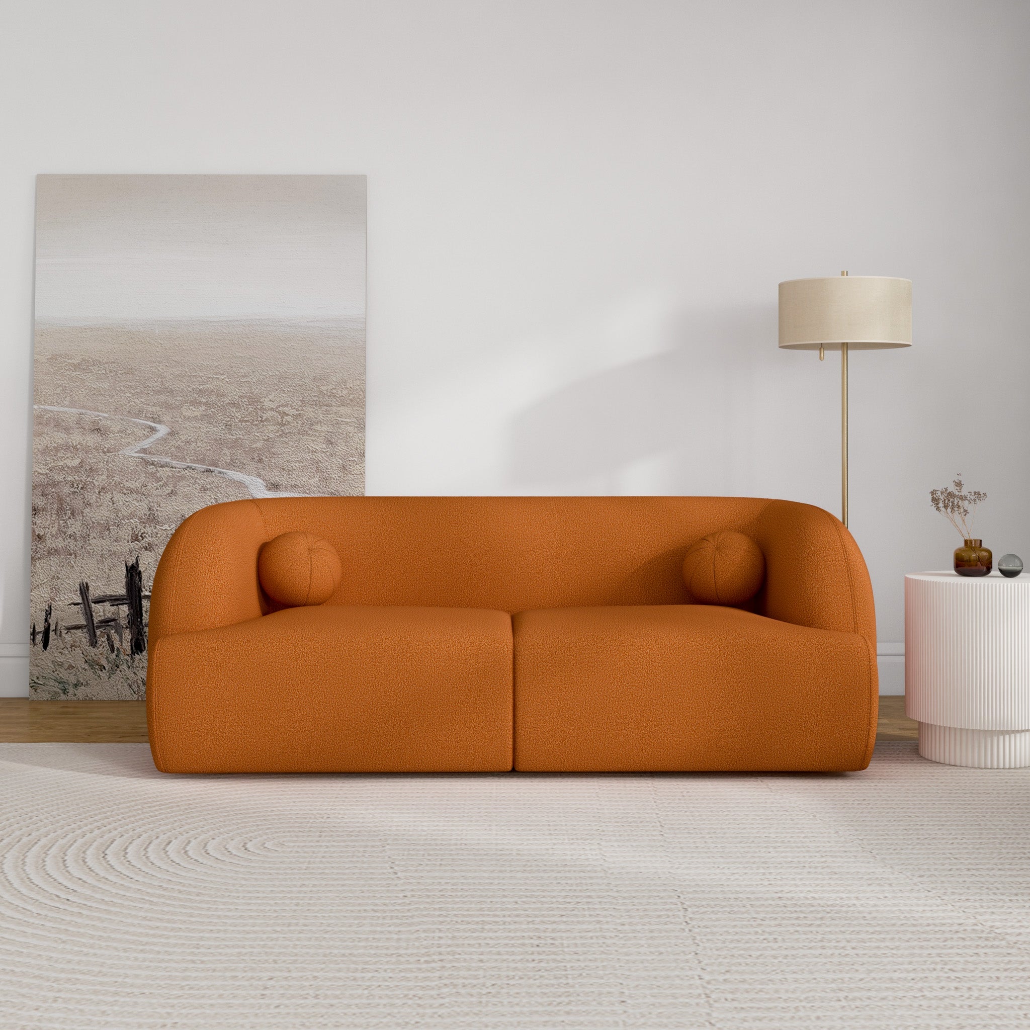 Quinn Burnt Orange Boucle Sofa