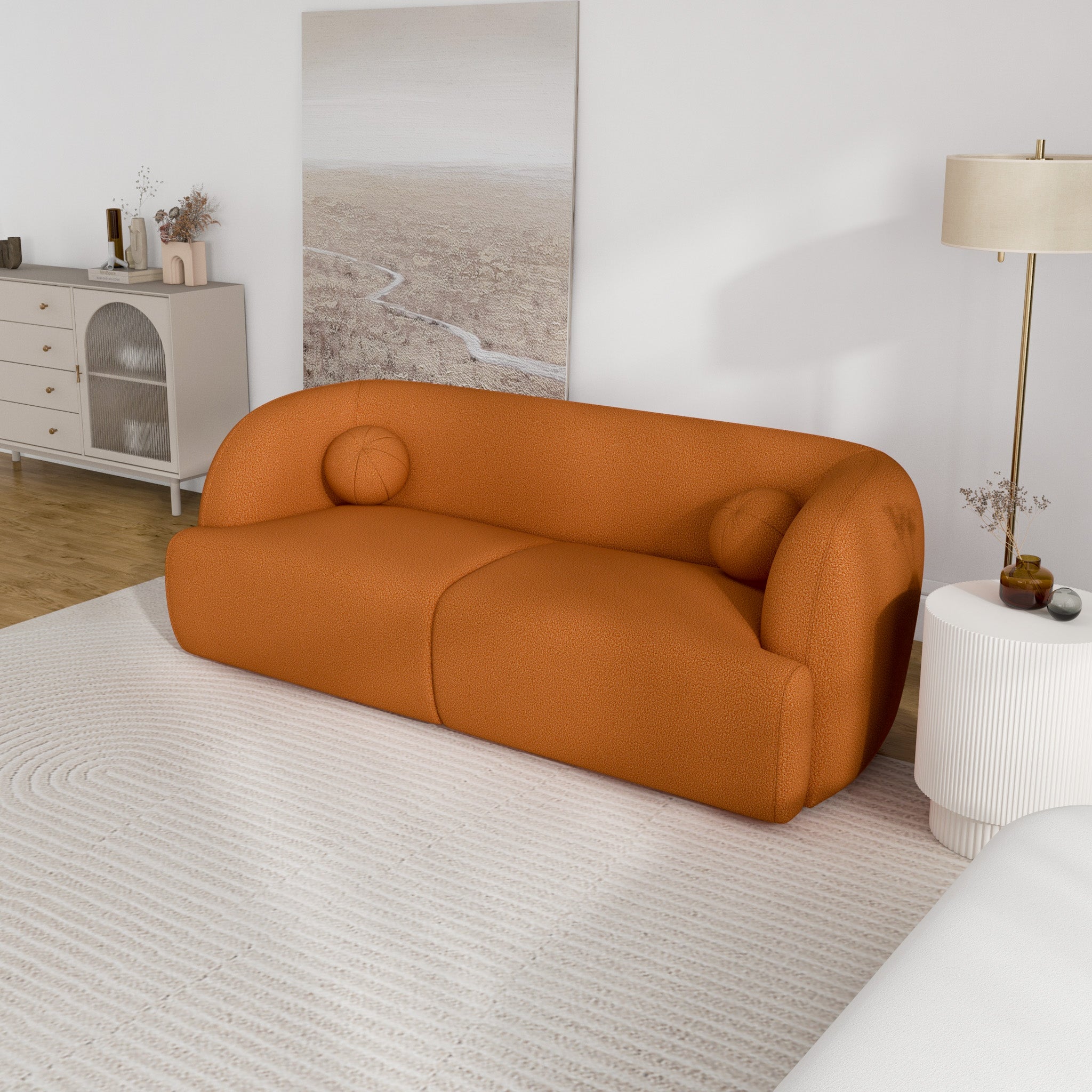 Quinn Burnt Orange Boucle Sofa