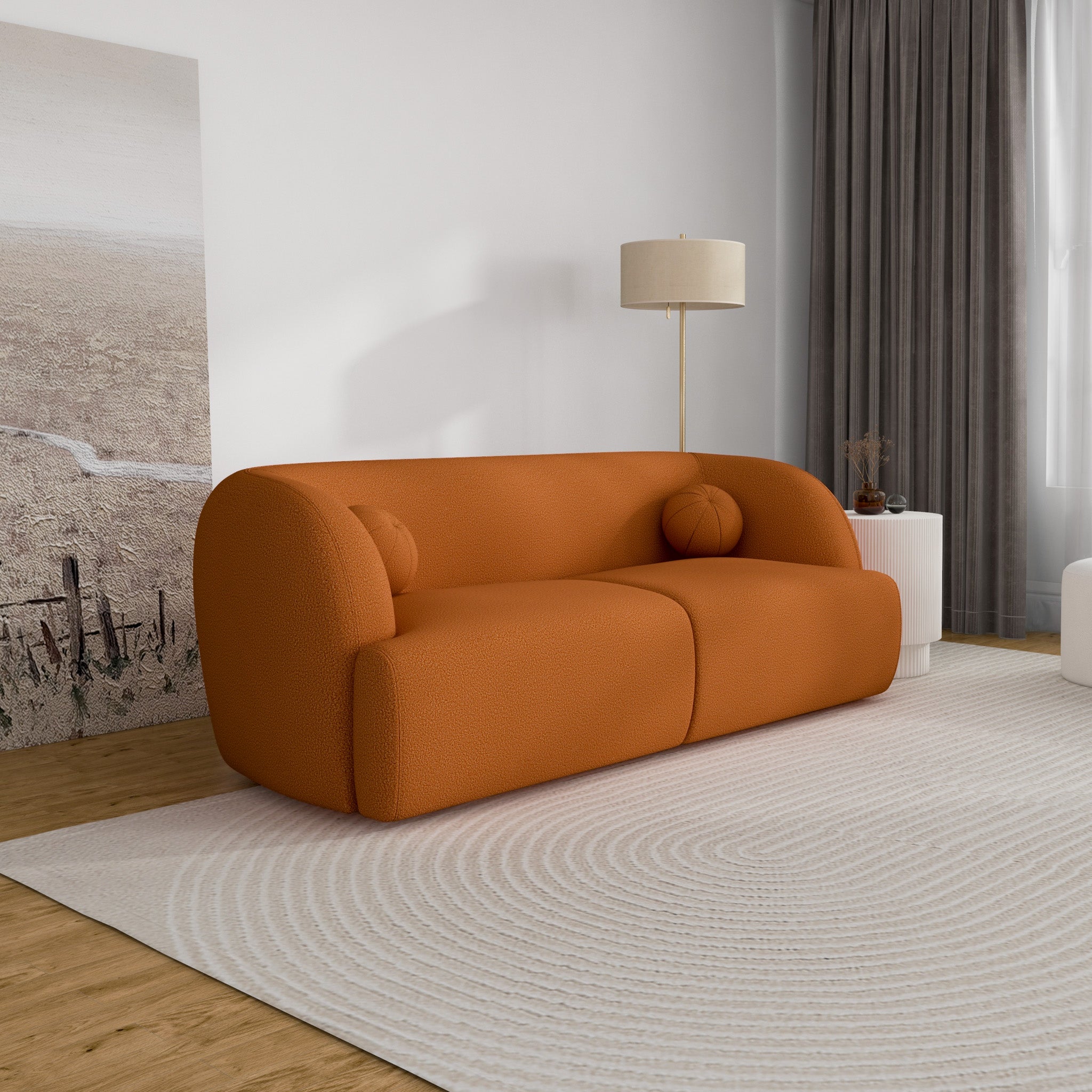 Quinn Burnt Orange Boucle Sofa