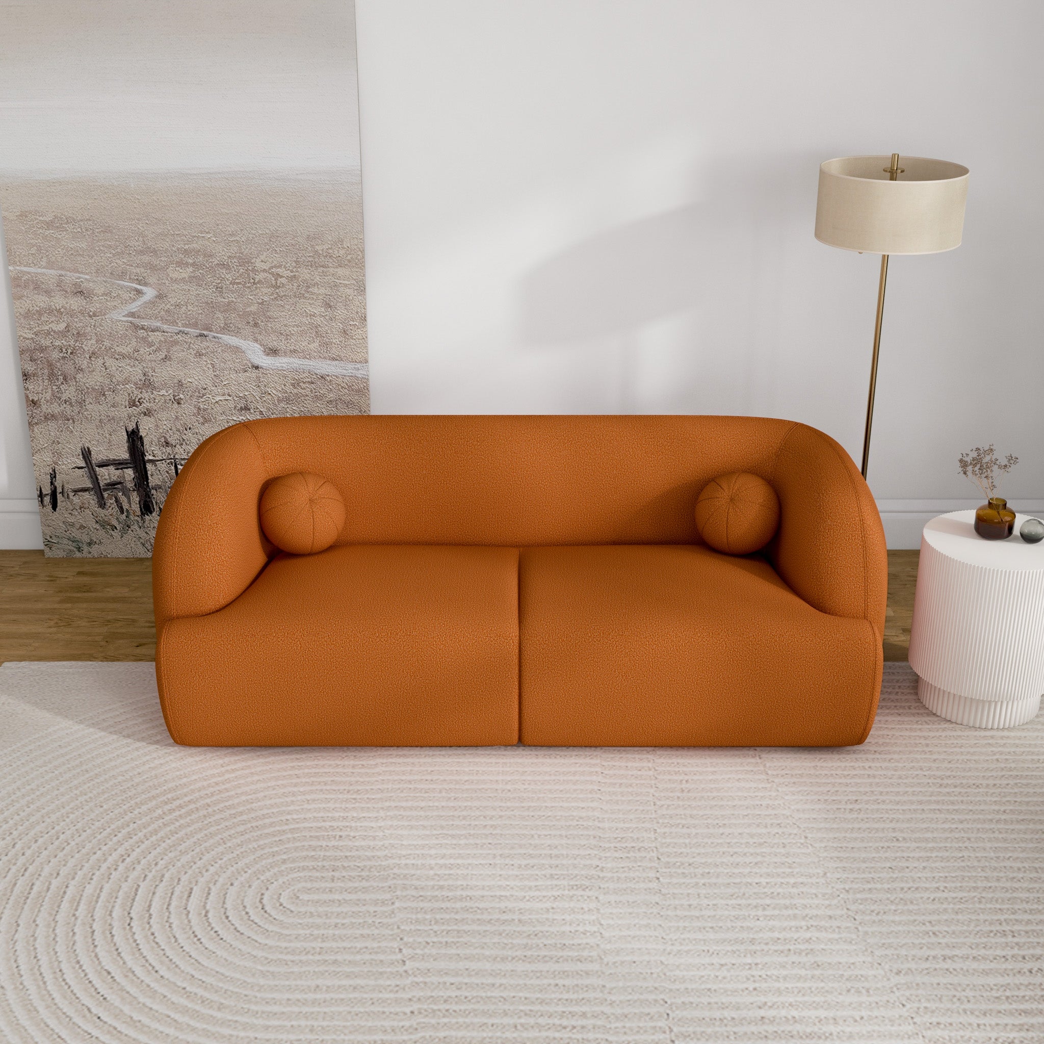 Quinn Burnt Orange Boucle Sofa