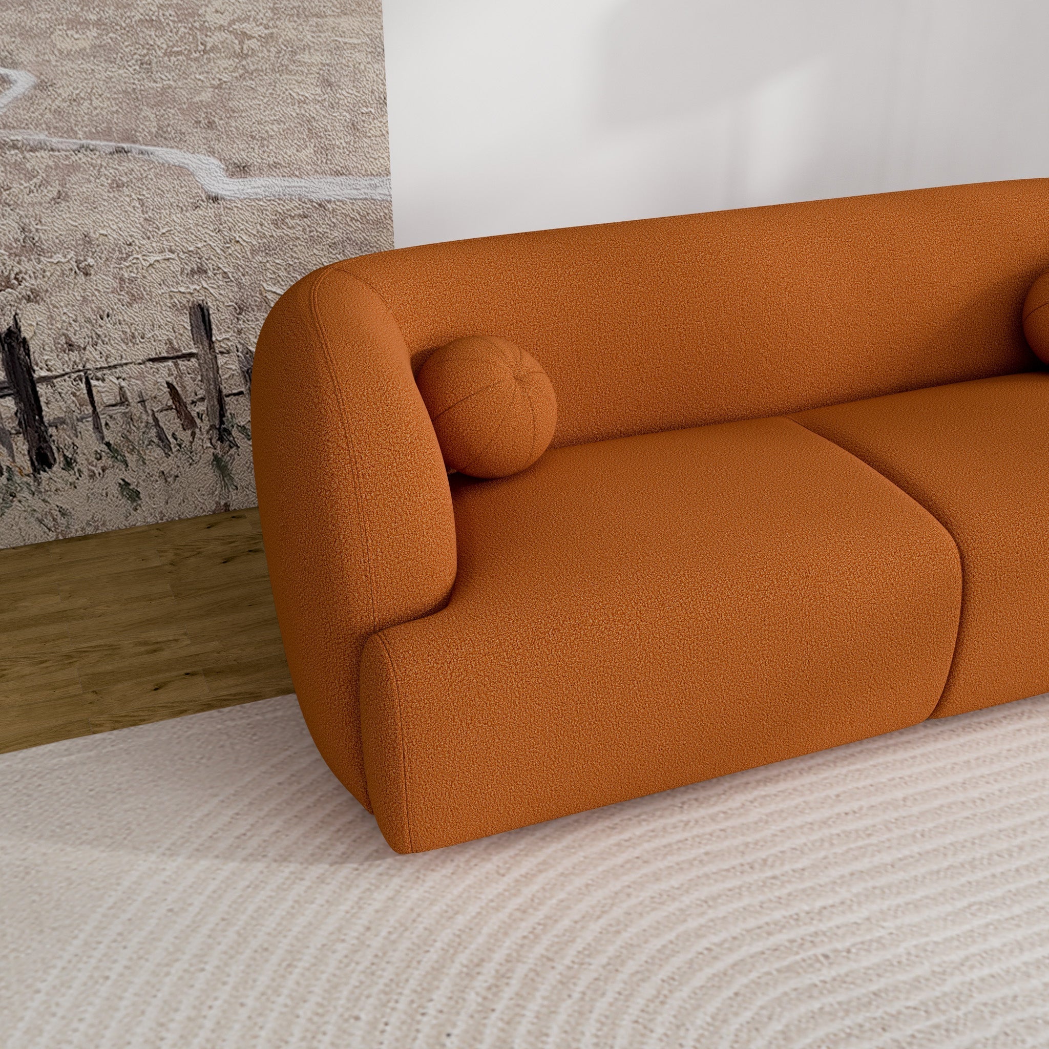 Quinn Burnt Orange Boucle Sofa