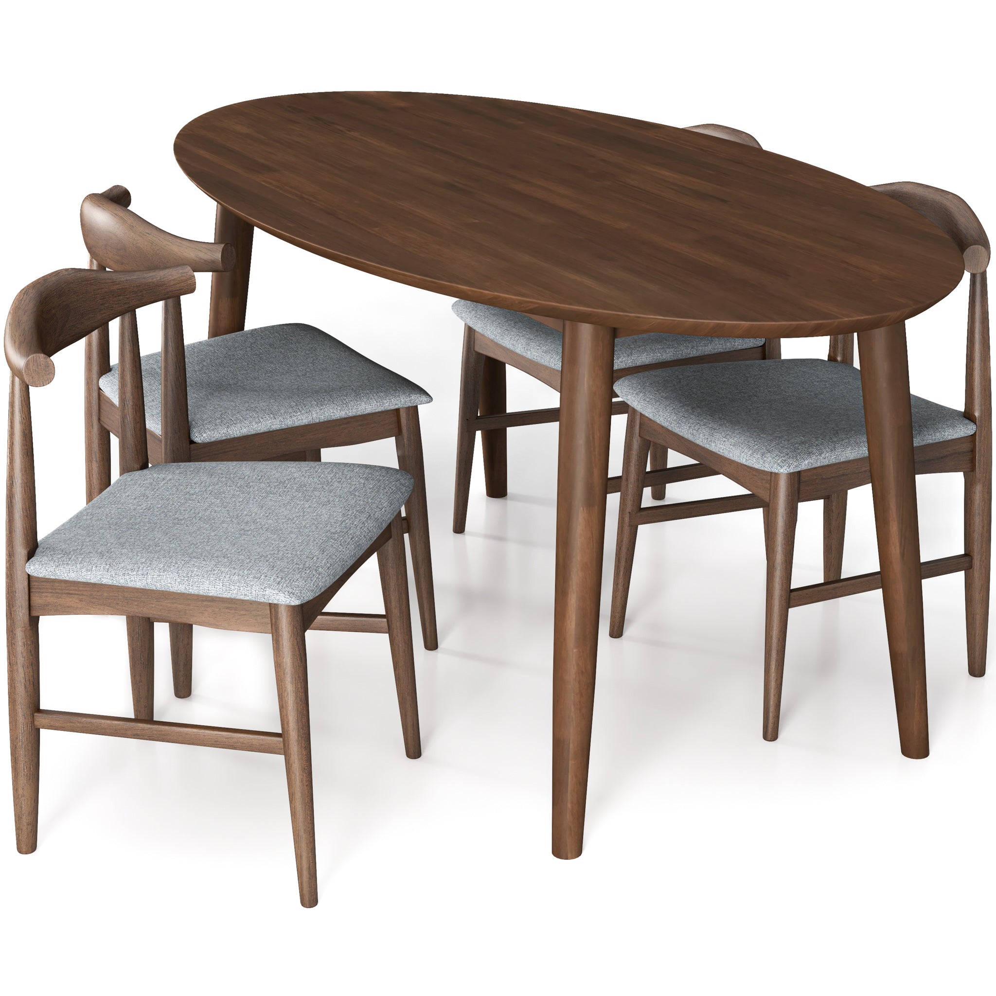 Rixos Walnut Oval Dining Set with 4 Winston Grey Dining Chairs