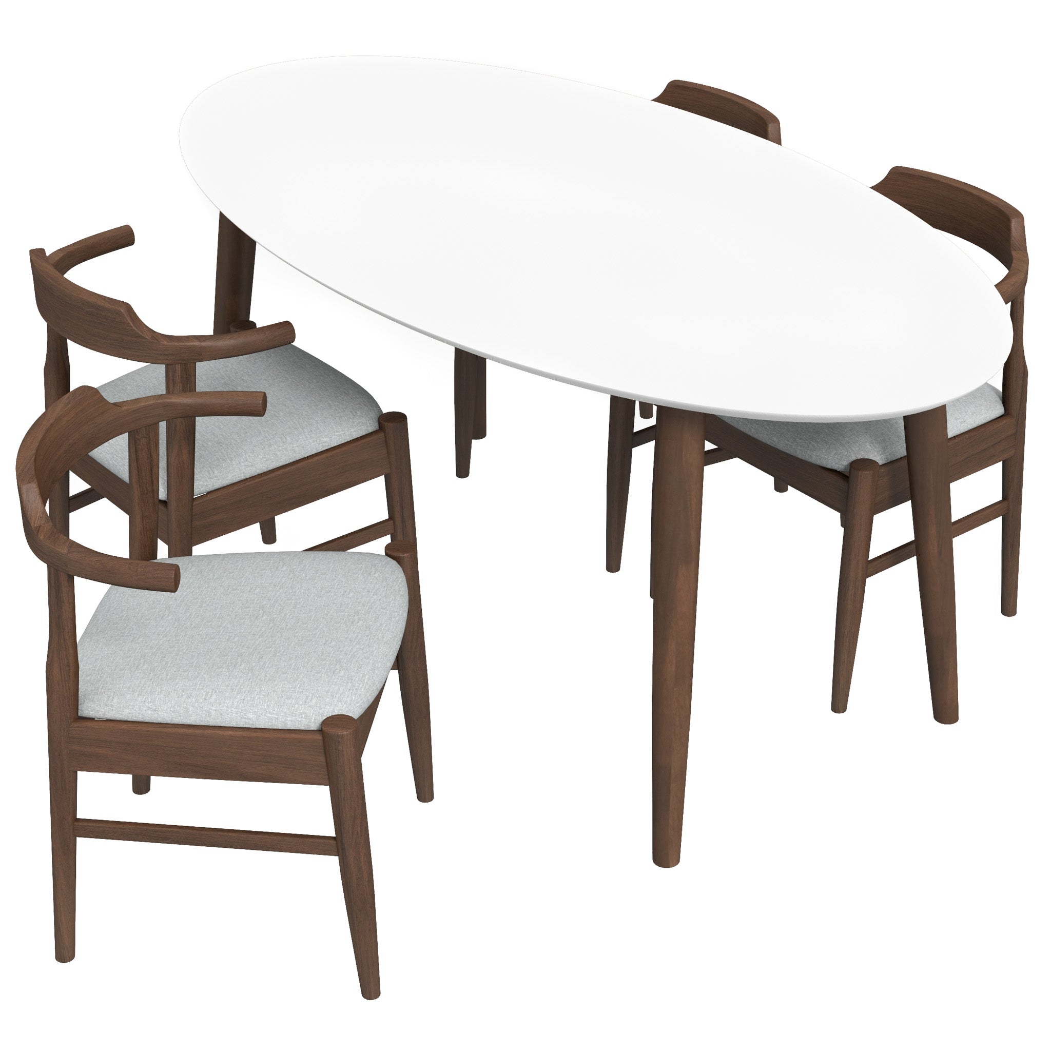 Rixos Dining Table White Top Zola Chair Grey Set of 4