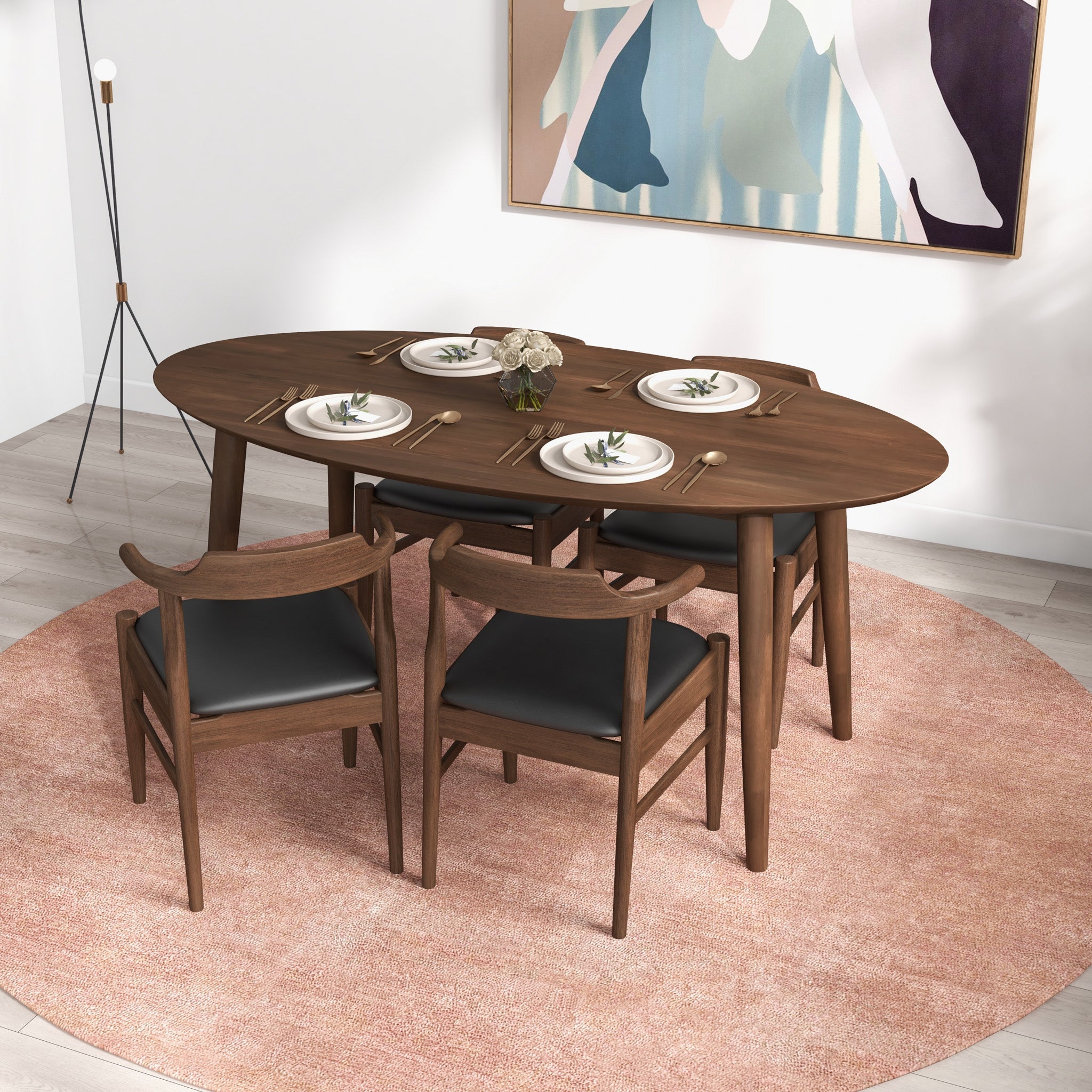 Rixos Dining set with 4 Zola Dining Chairs Leather