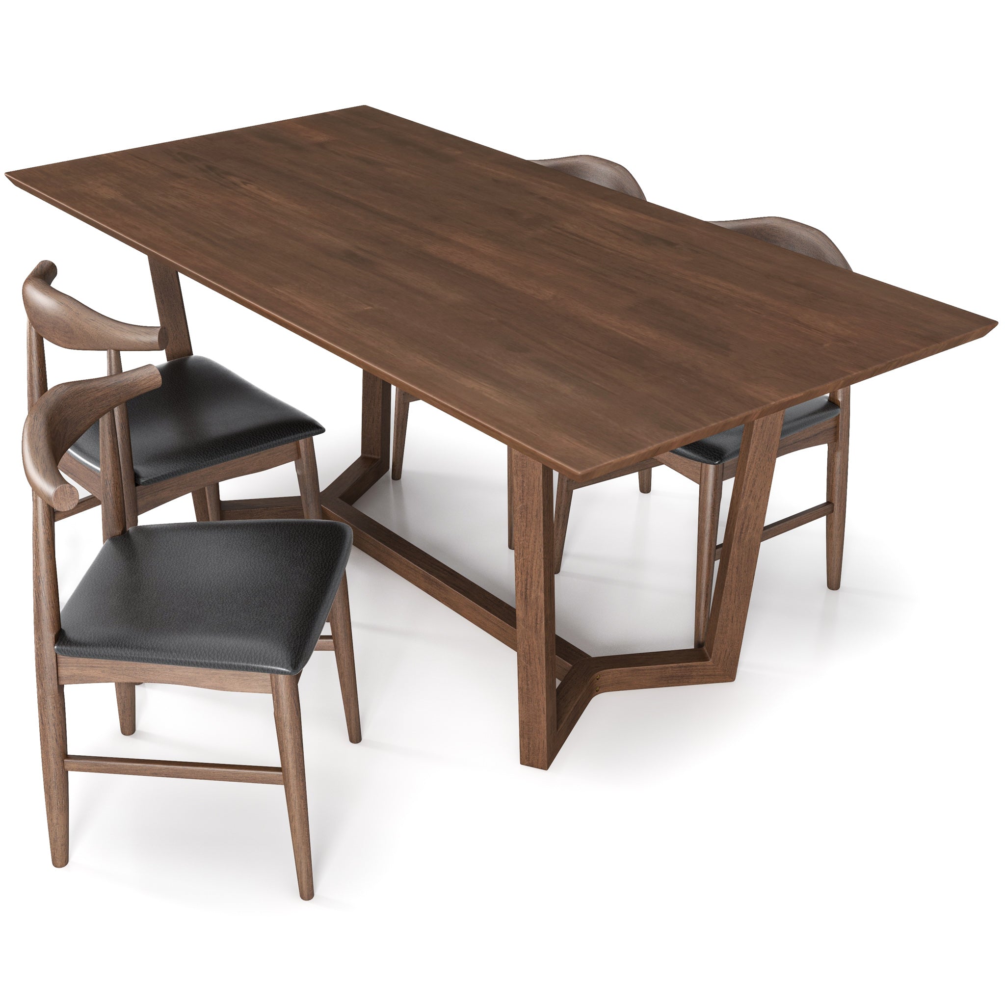 Rolda Dining set with 4 Winston Dining Chairs Leather