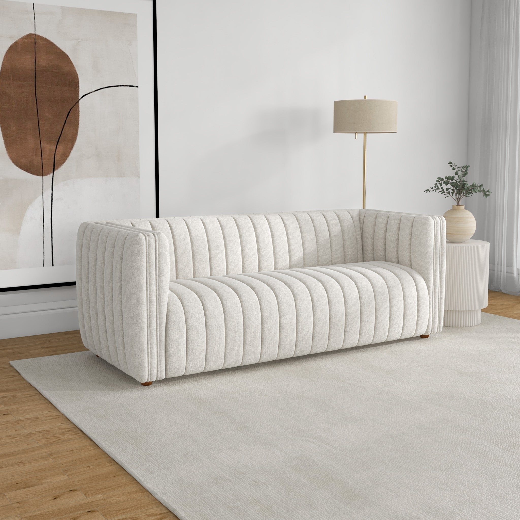 Rosslyn Sofa White Boucle Fabric