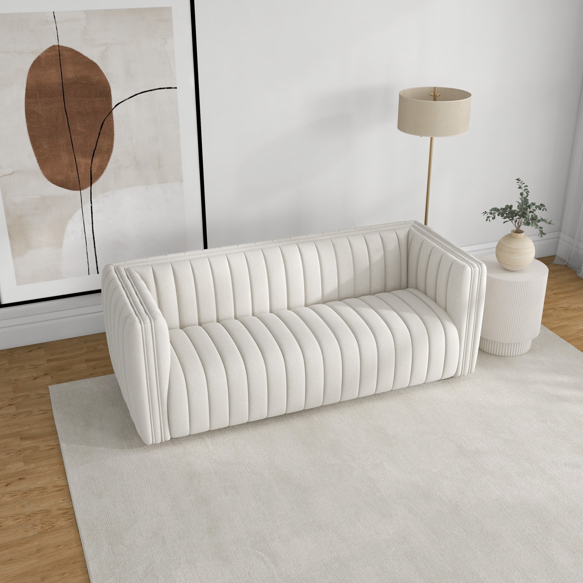 Rosslyn Sofa White Boucle Fabric