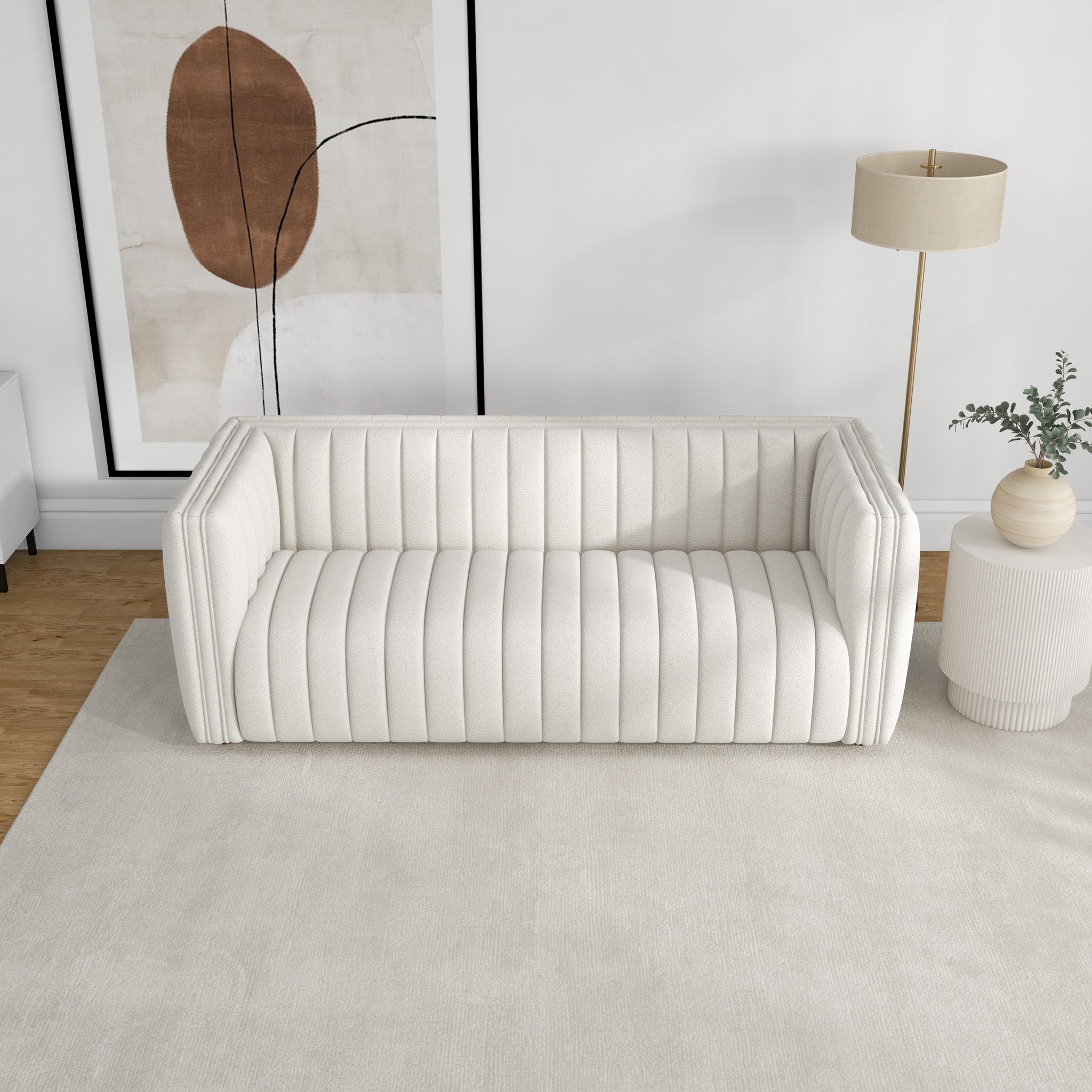 Rosslyn Sofa White Boucle Fabric