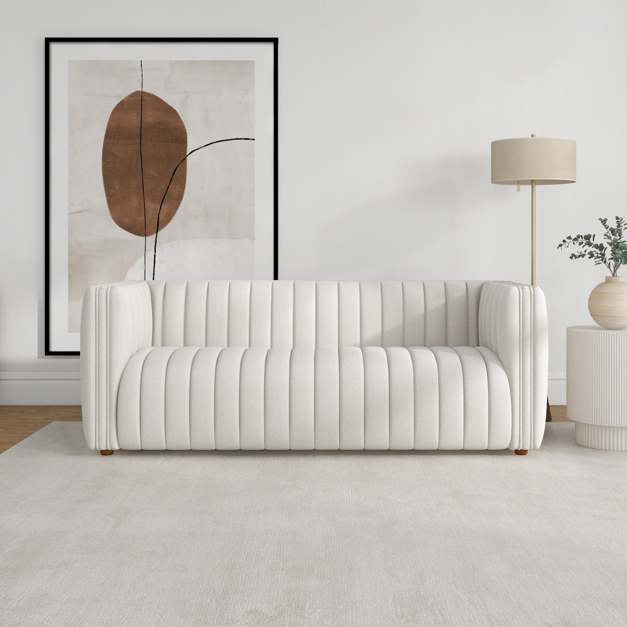 Rosslyn Sofa White Boucle Fabric