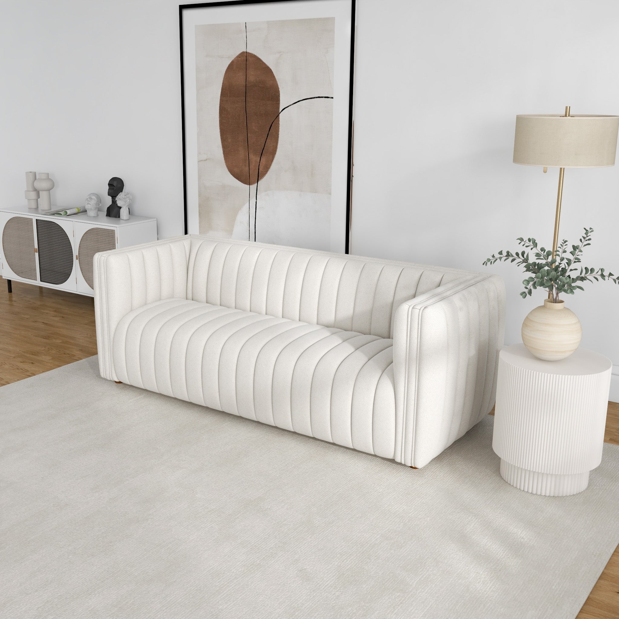 Rosslyn Sofa White Boucle Fabric