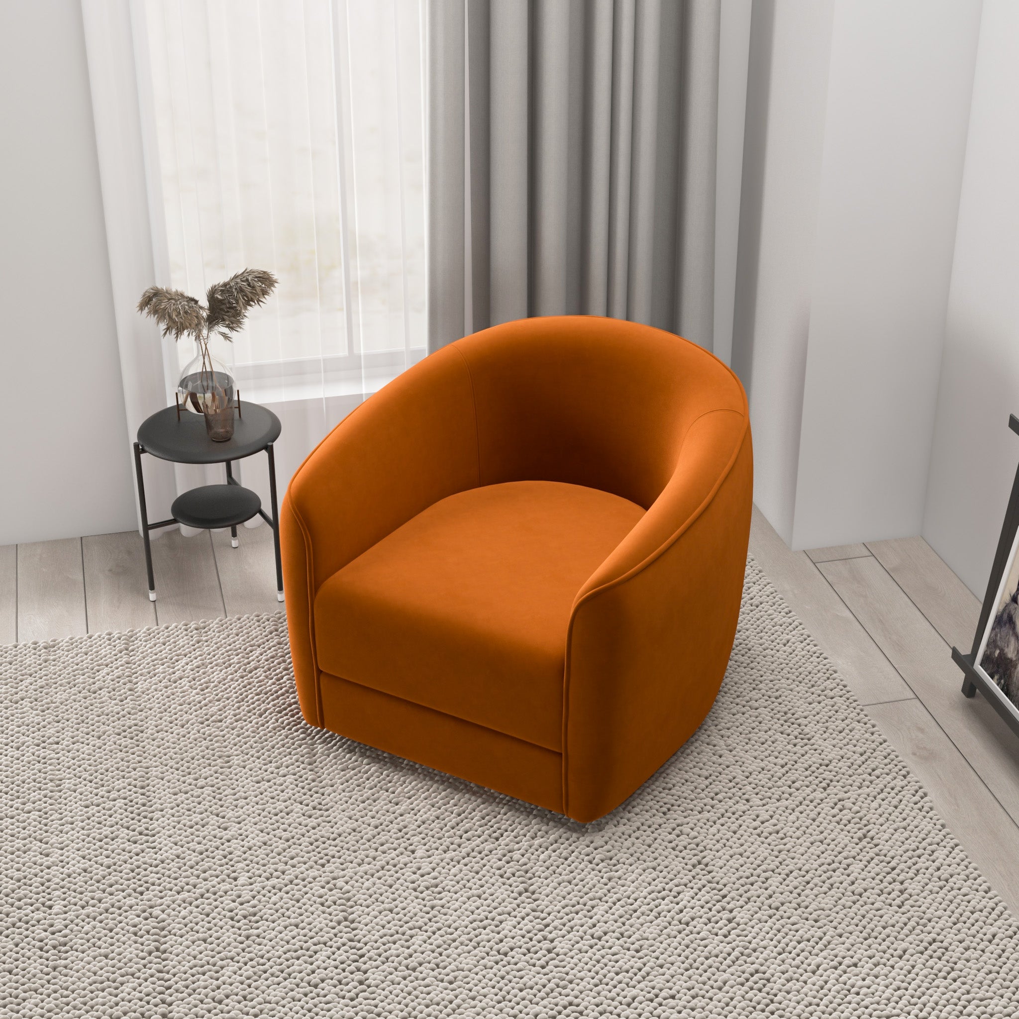 Spring Swivel Chair Burnt Orange Velvet