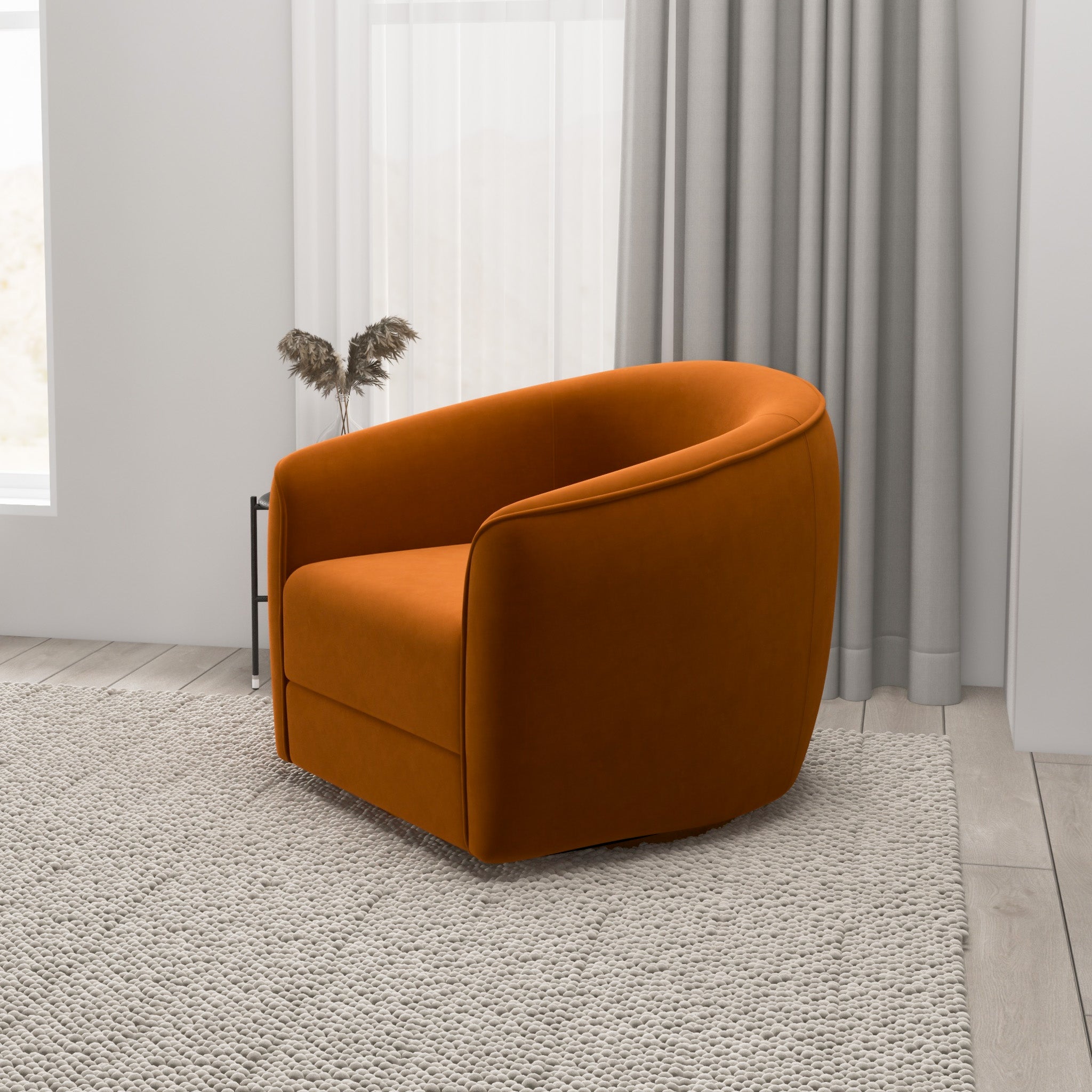 Spring Swivel Chair Burnt Orange Velvet