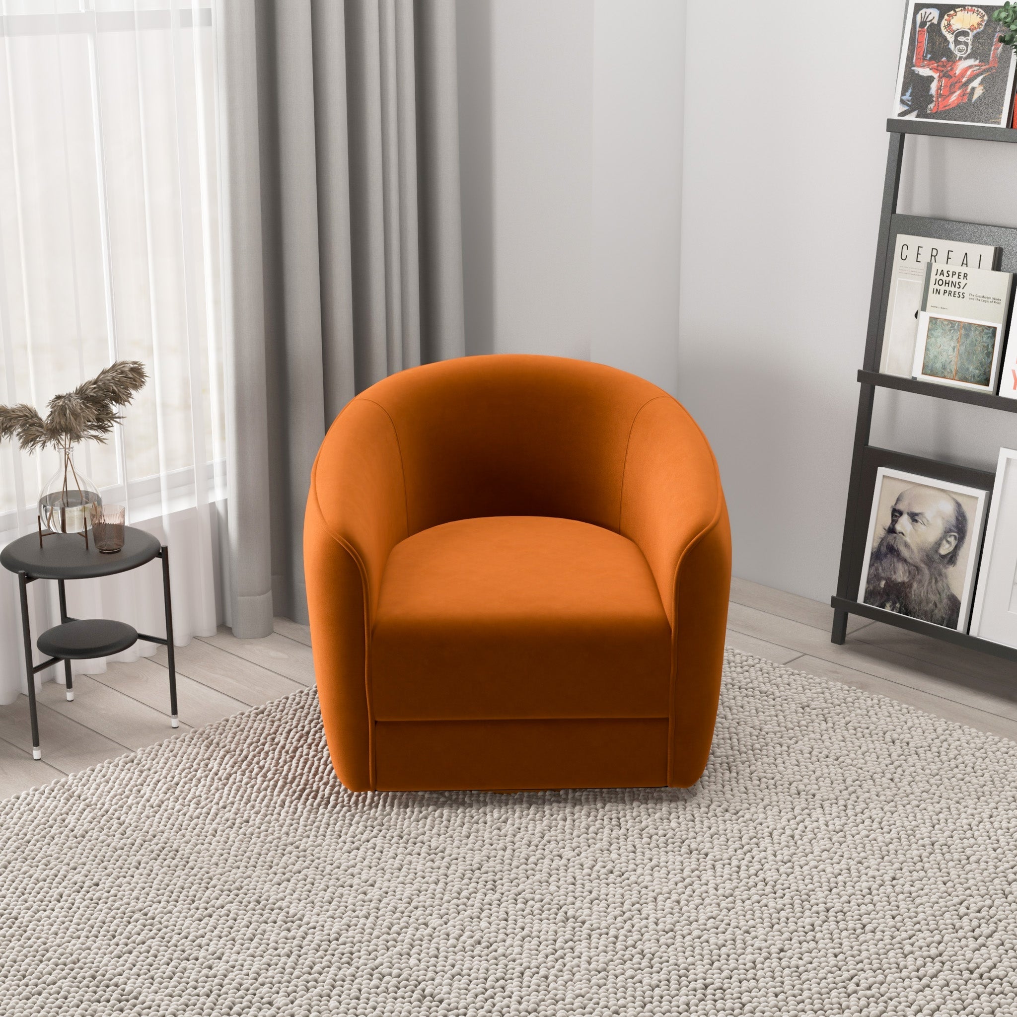 Spring Swivel Chair Burnt Orange Velvet