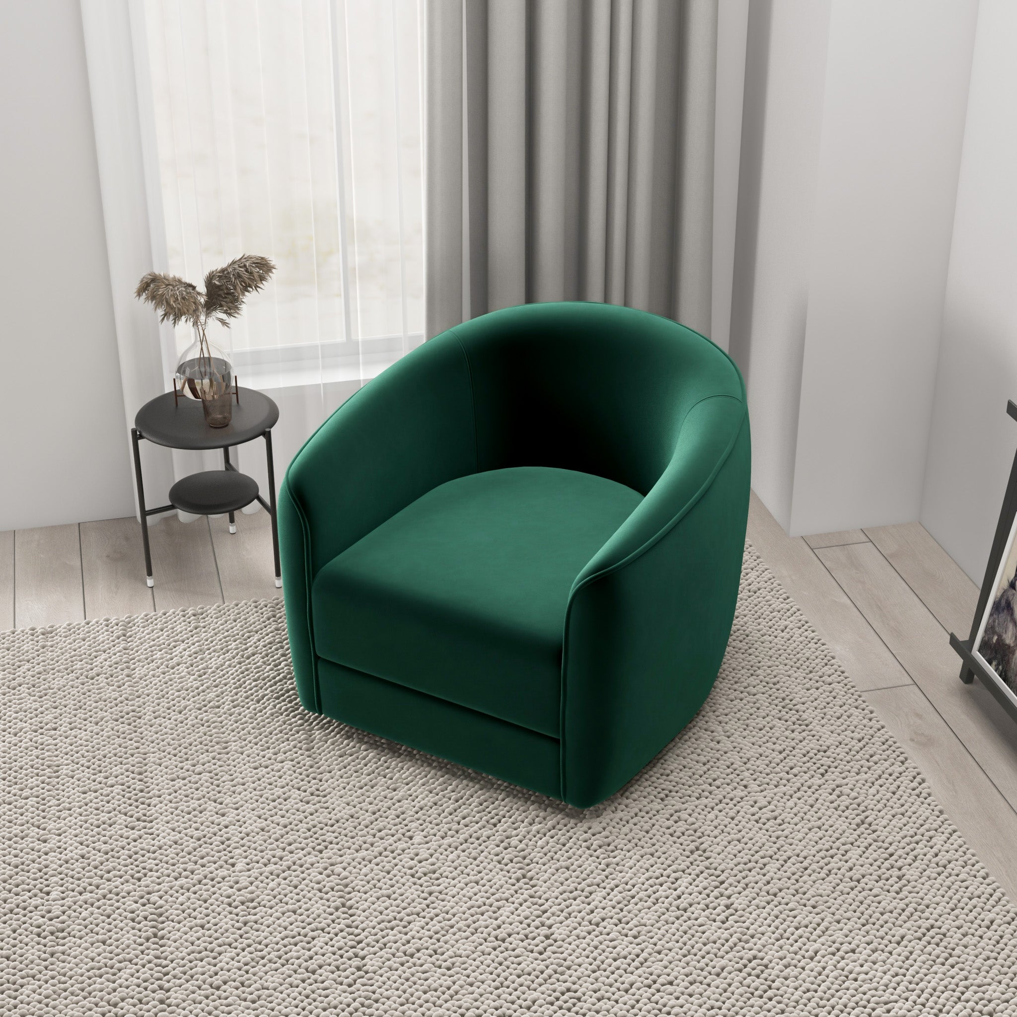 Spring Swivel Chair Dark Green Velvet