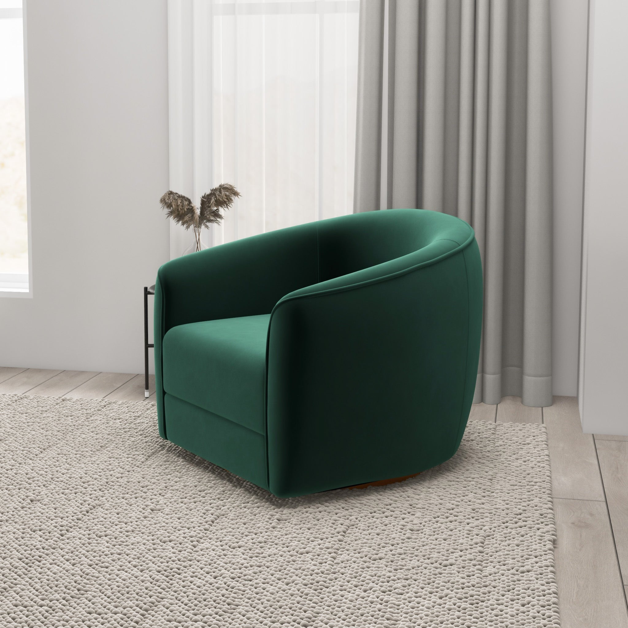 Spring Swivel Chair Dark Green Velvet