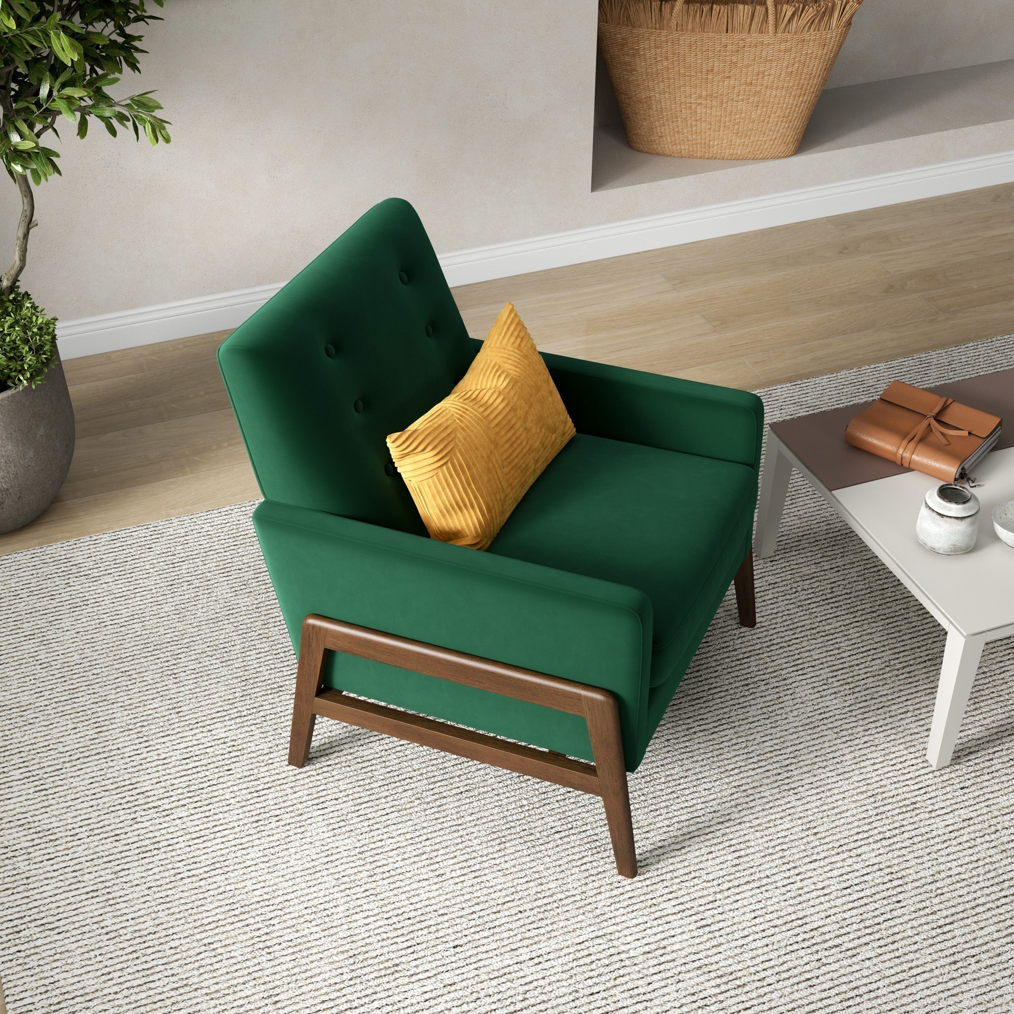 Stella Lounge Chair Emerald Green Velvet