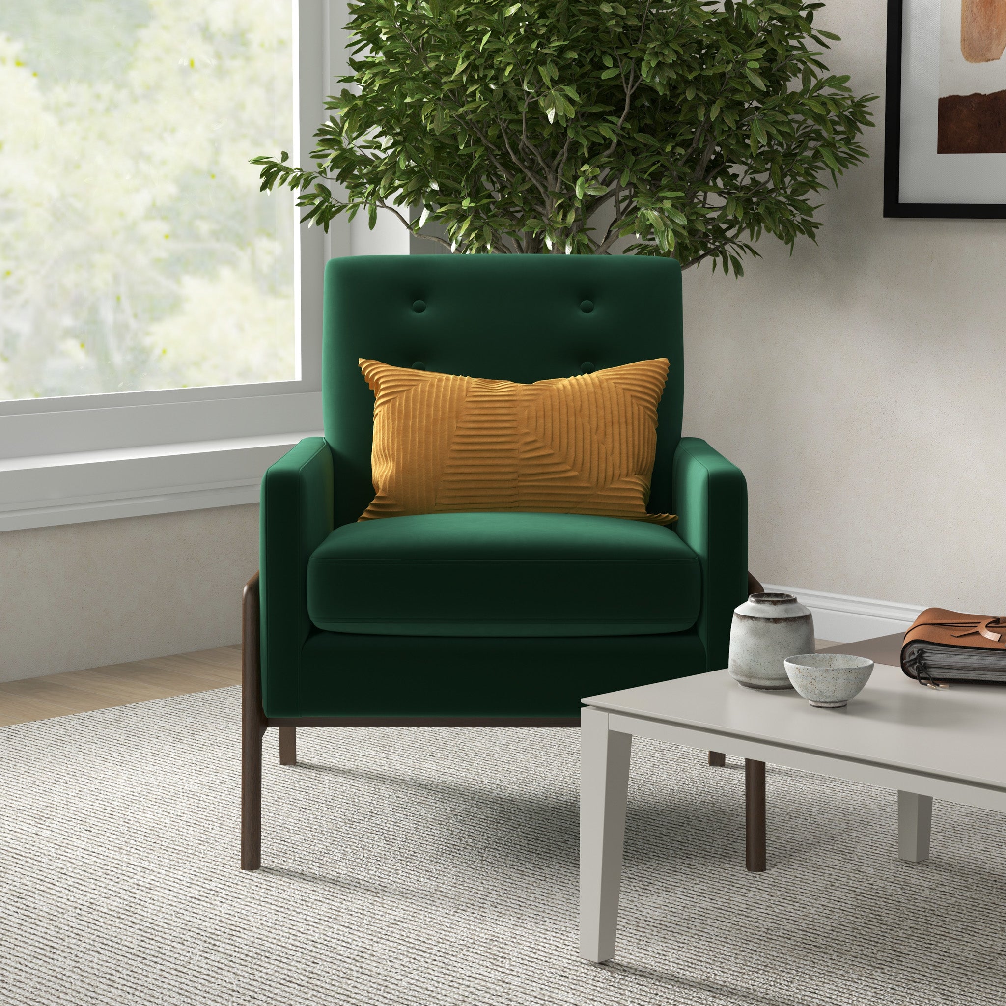 Stella Lounge Chair Emerald Green Velvet