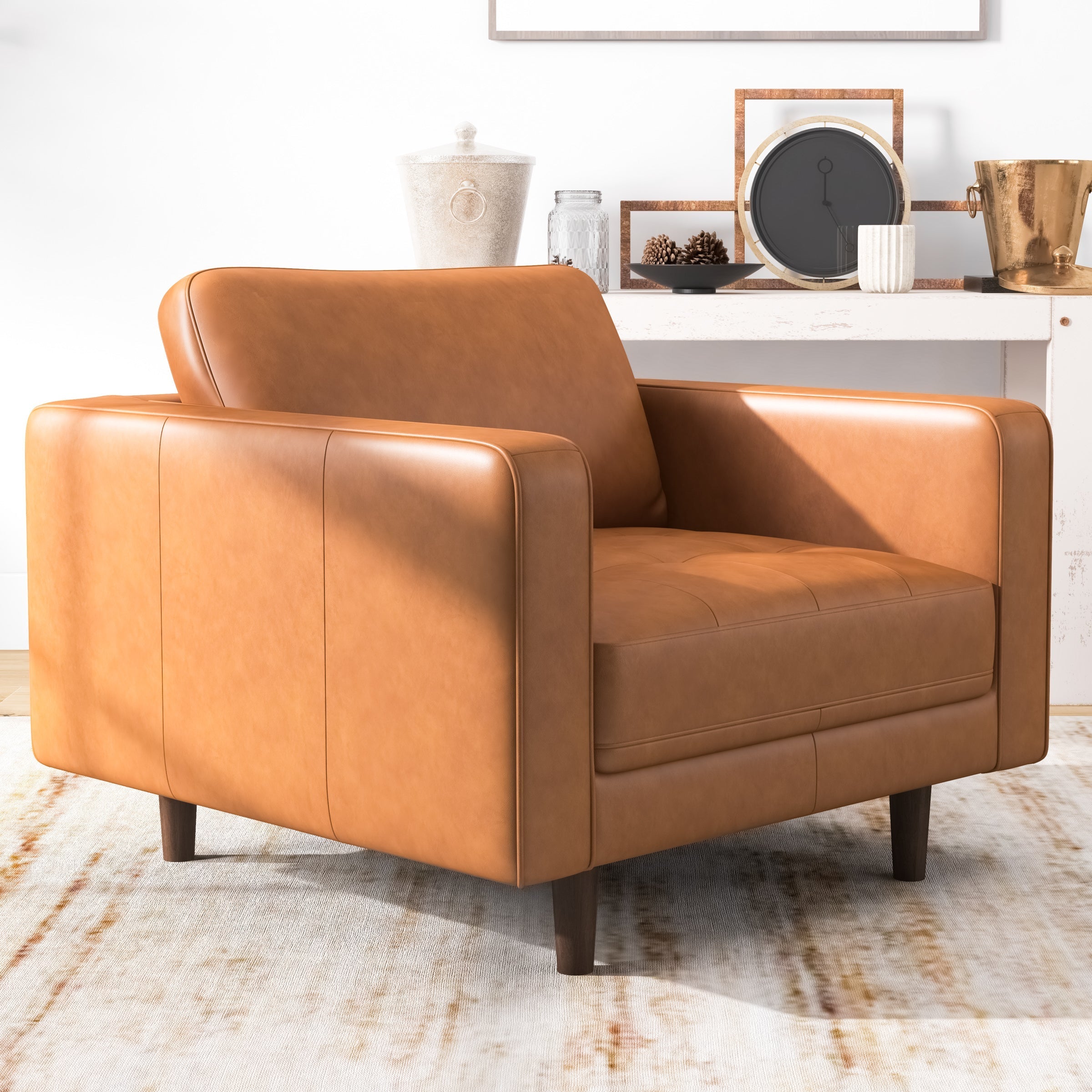 Tessa Leather Lounge Chair Tan Leather