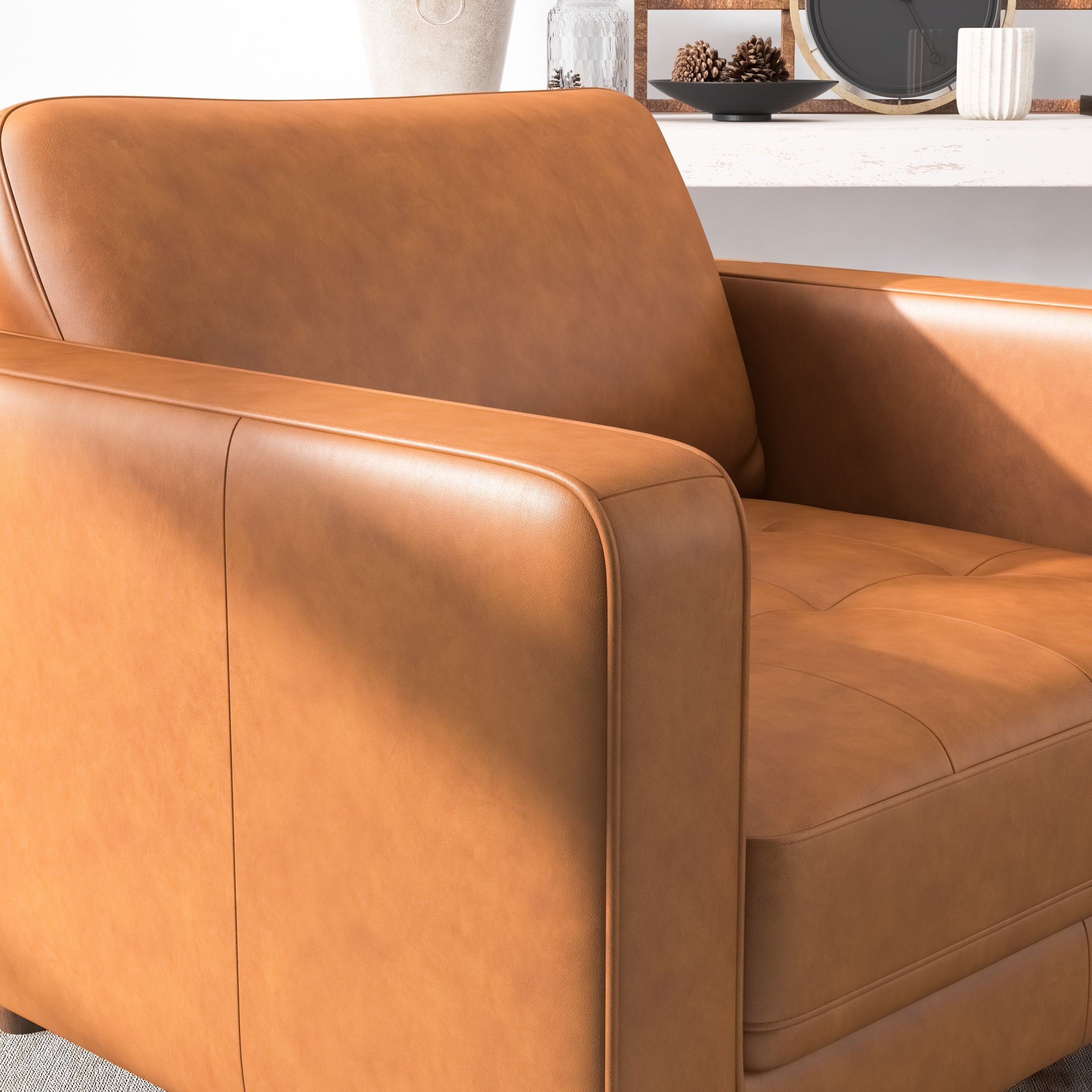 Tessa Leather Lounge Chair Tan Leather